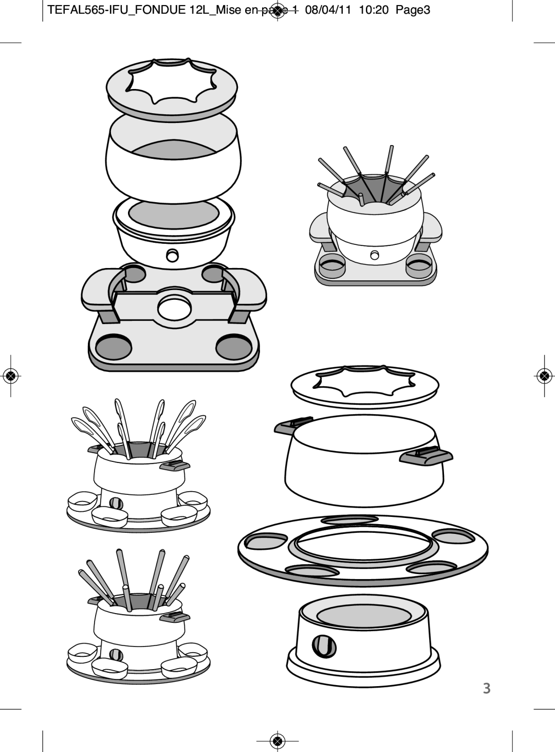 Tefal EF255026, EF255012, EF255014 manual TEFAL565-IFUFONDUE 12LMise en page 1 08/04/11 1020 Page3 