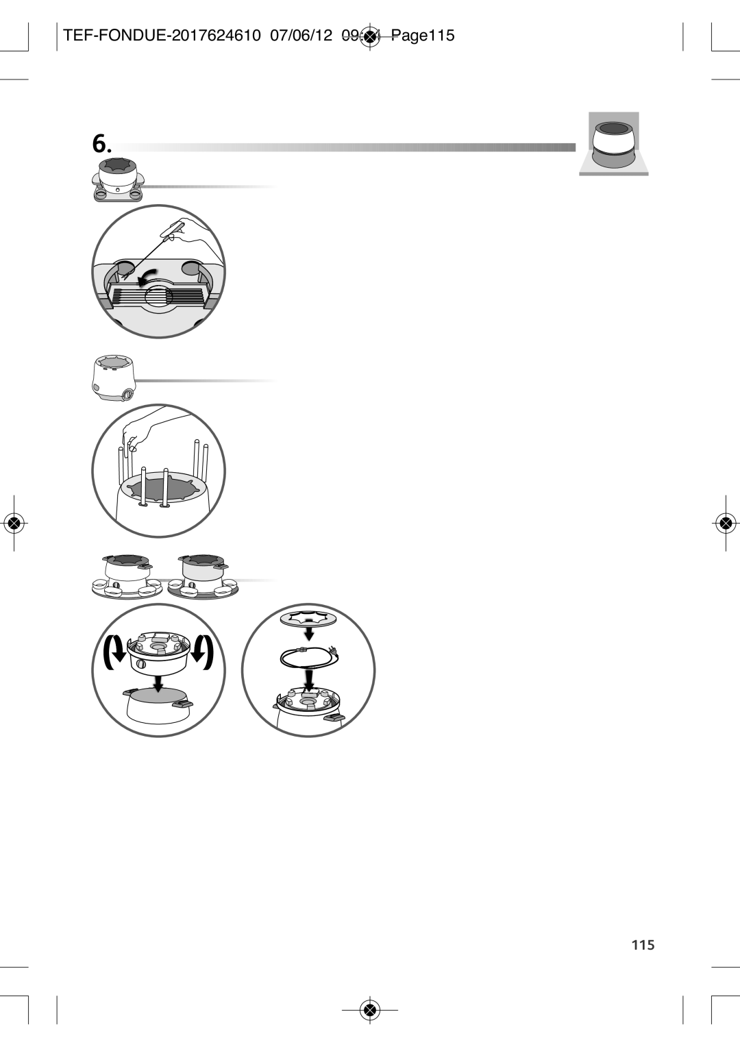 Tefal EF352116 manual TEF-FONDUE-2017624610 07/06/12 0944 PAGE115 