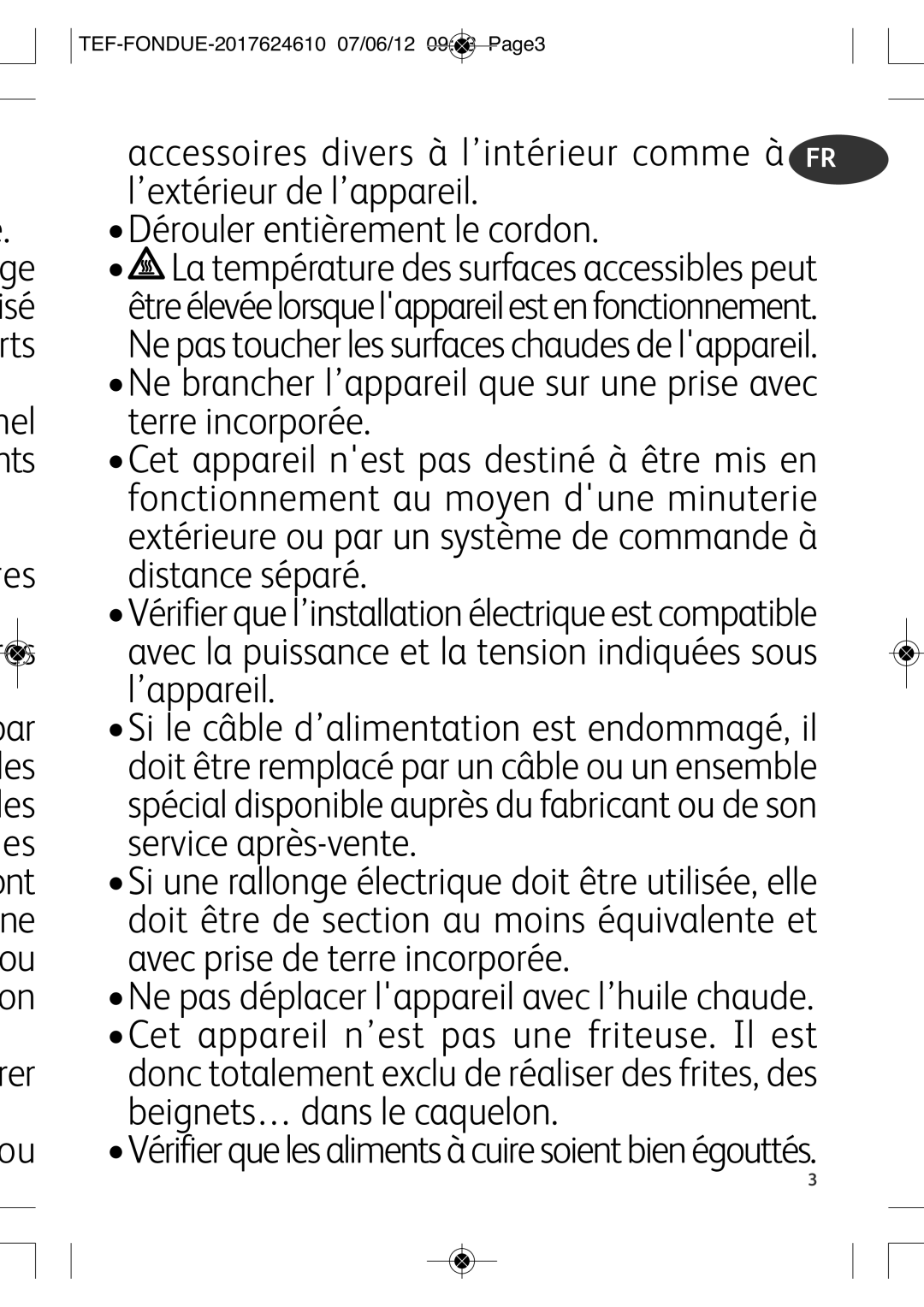 Tefal EF352116 manual Terre incorporée, Distance séparé, ’appareil, Service après-vente, Avec prise de terre incorporée 