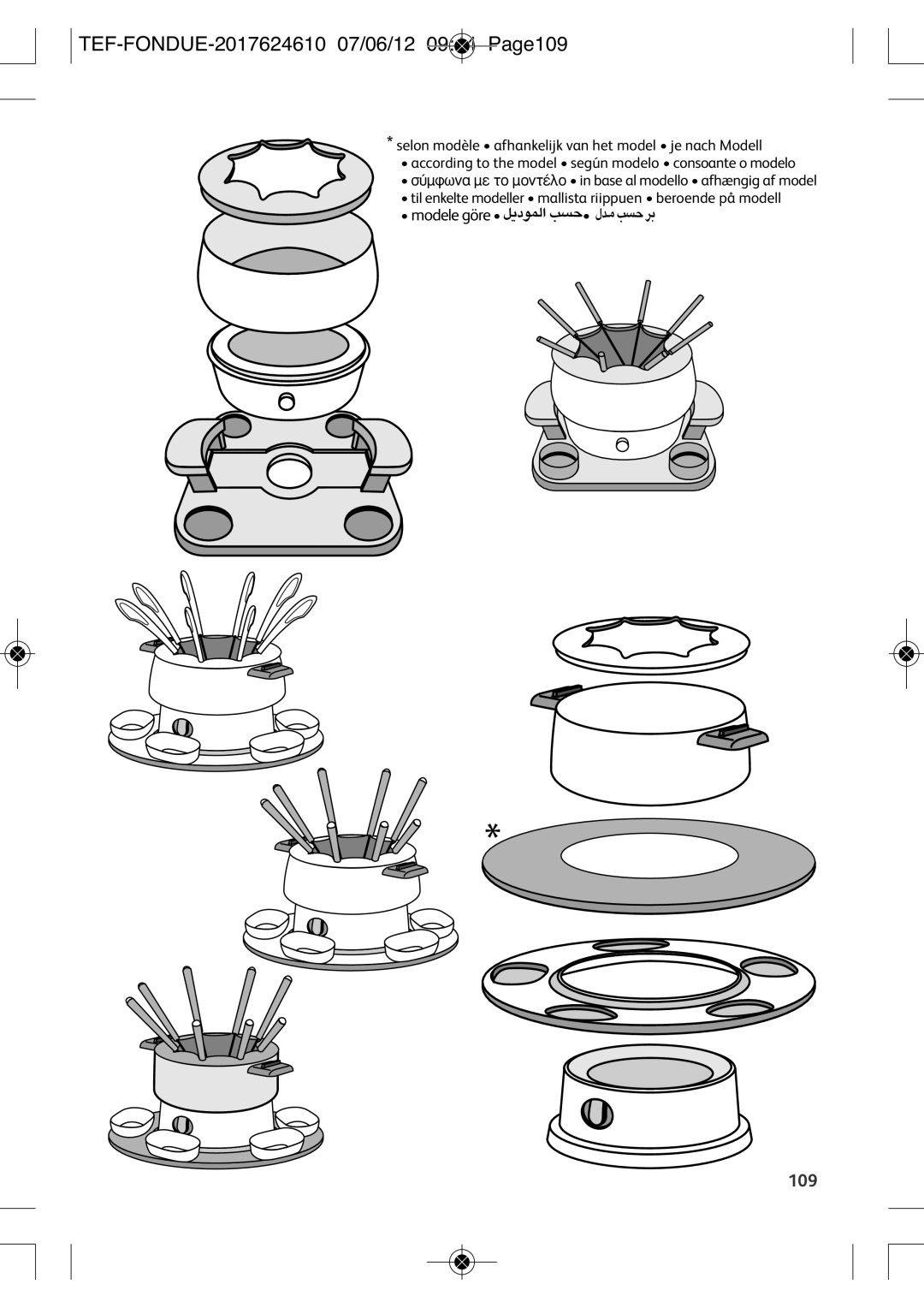 Tefal EF352116 manual TEF-FONDUE-2017624610 07/06/12 0944 PAGE109 