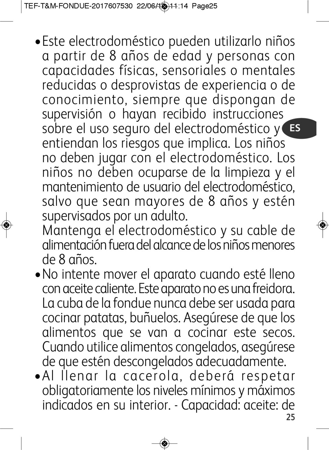 Tefal EF501601 manual TEF-T&M-FONDUE-2017607530 22/06/12 1114 Page25 