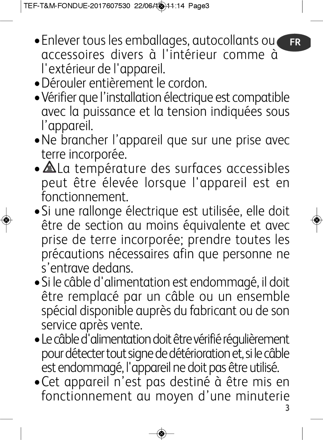 Tefal EF501601 manual TEF-T&M-FONDUE-2017607530 22/06/12 1114 Page3 