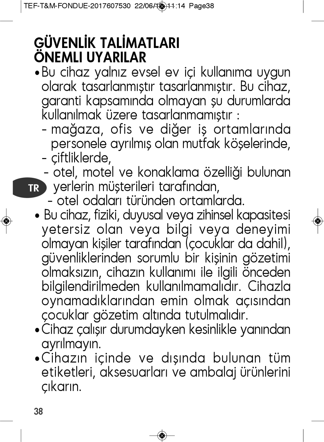 Tefal EF501601 manual Güvenlİk Talİmatlari Önemli Uyarilar 