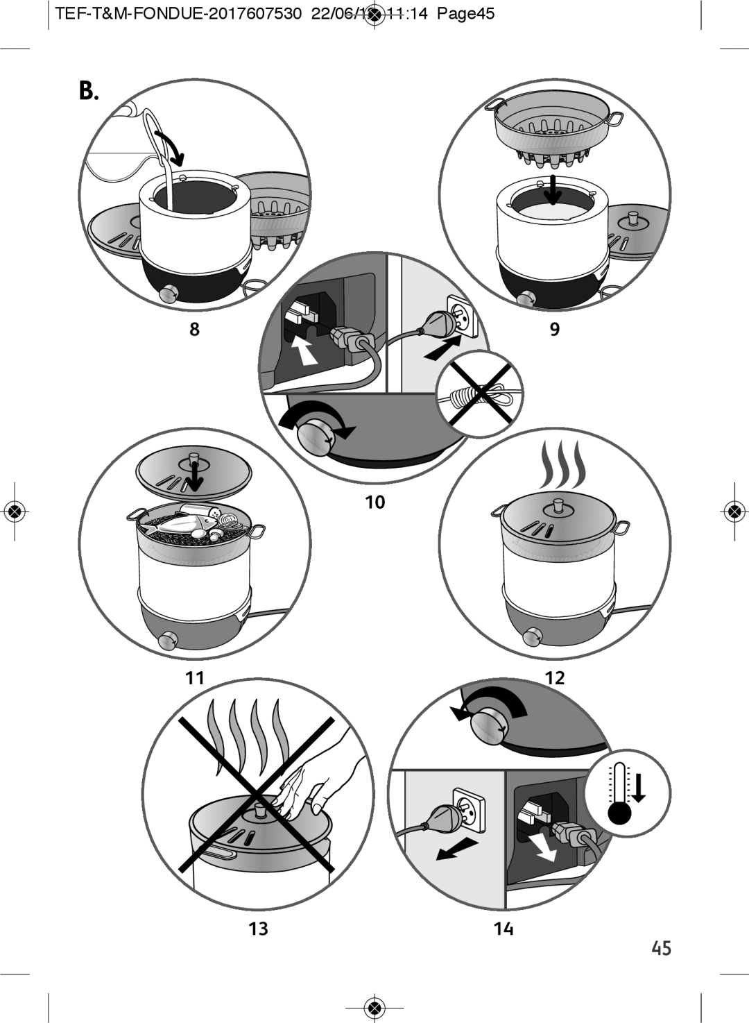 Tefal EF501601 manual TEF-T&M-FONDUE-2017607530 22/06/12 1114 Page45 