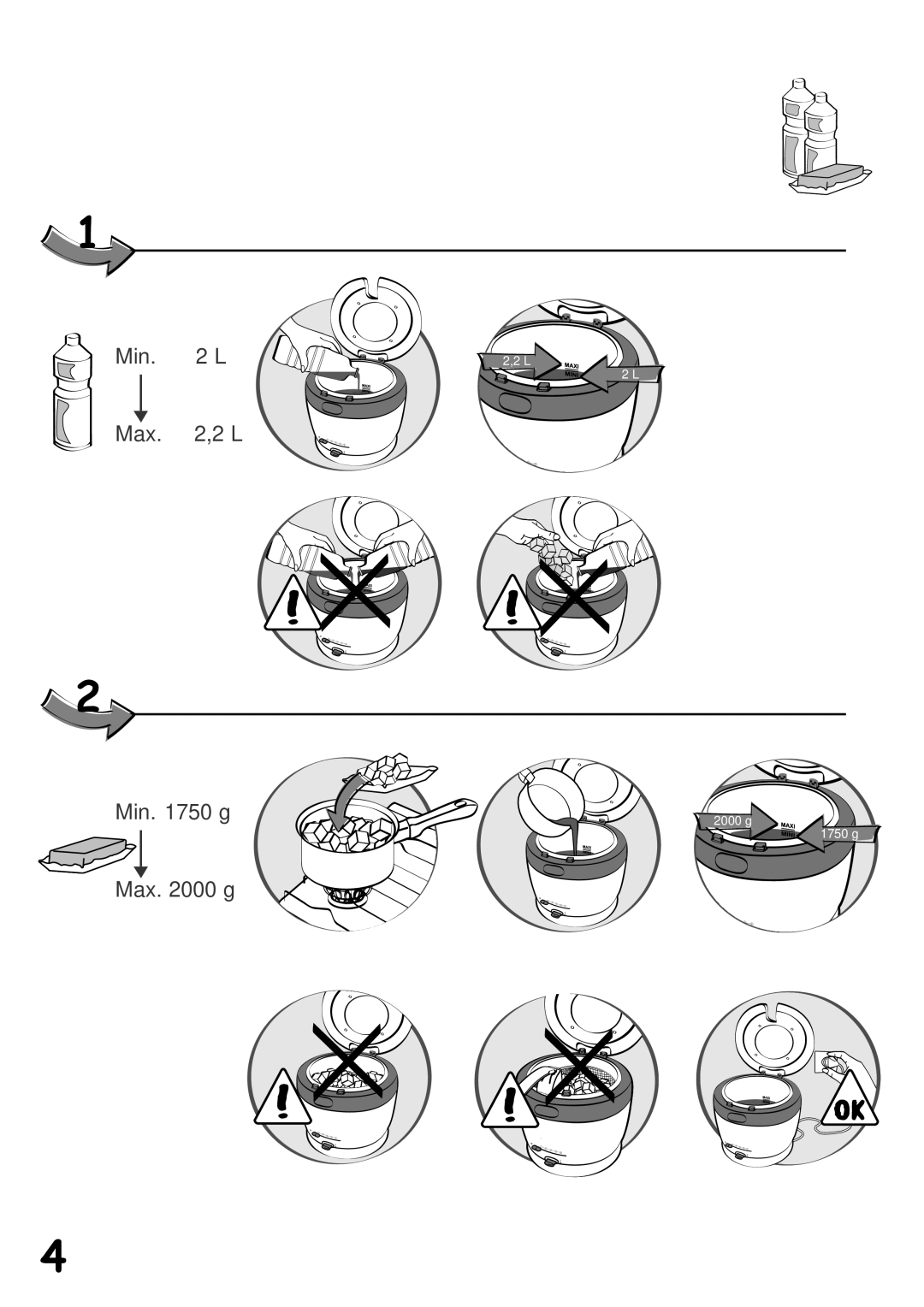 Tefal FF101851, FF101831, FF101850, FF101830 manual Min g 