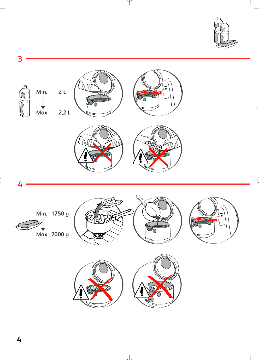 Tefal FF102832, FF102830, FF102815, FF102831 manual Min L Max ,2 L 