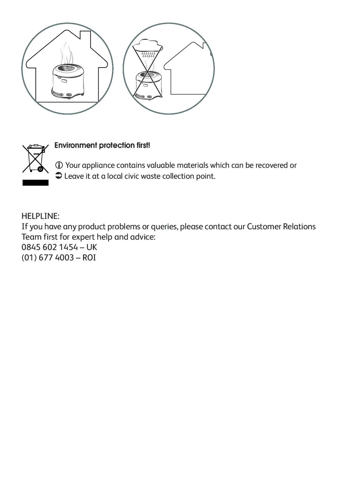 Tefal FF153140 manual Helpline 