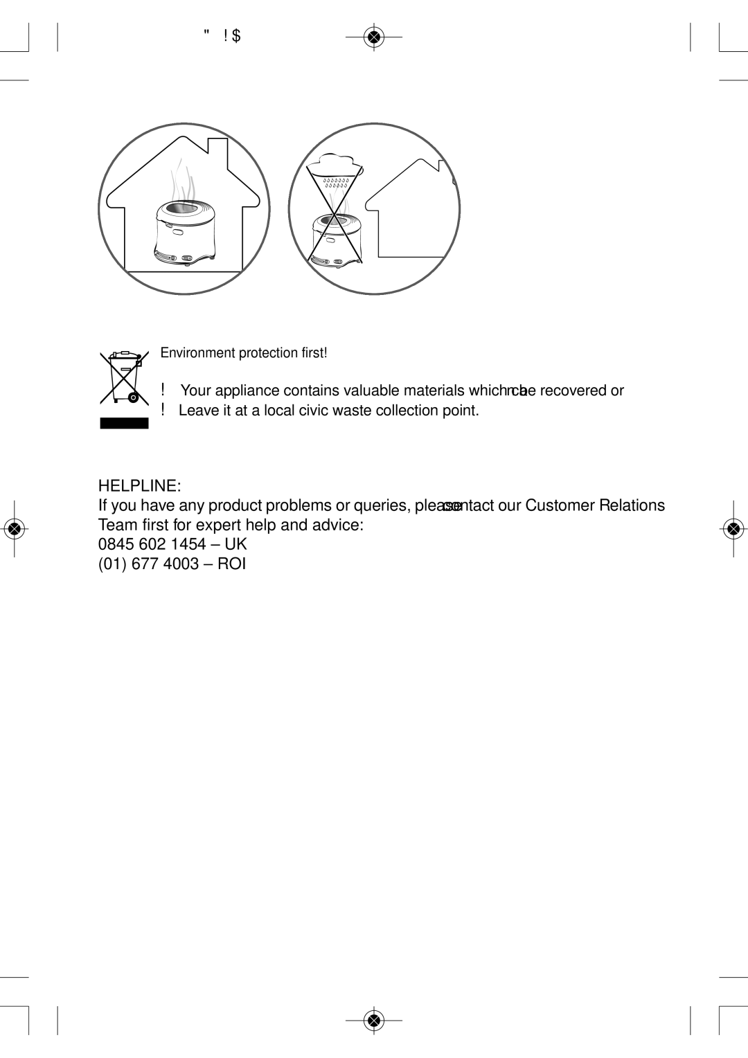 Tefal FF160815 manual Helpline 