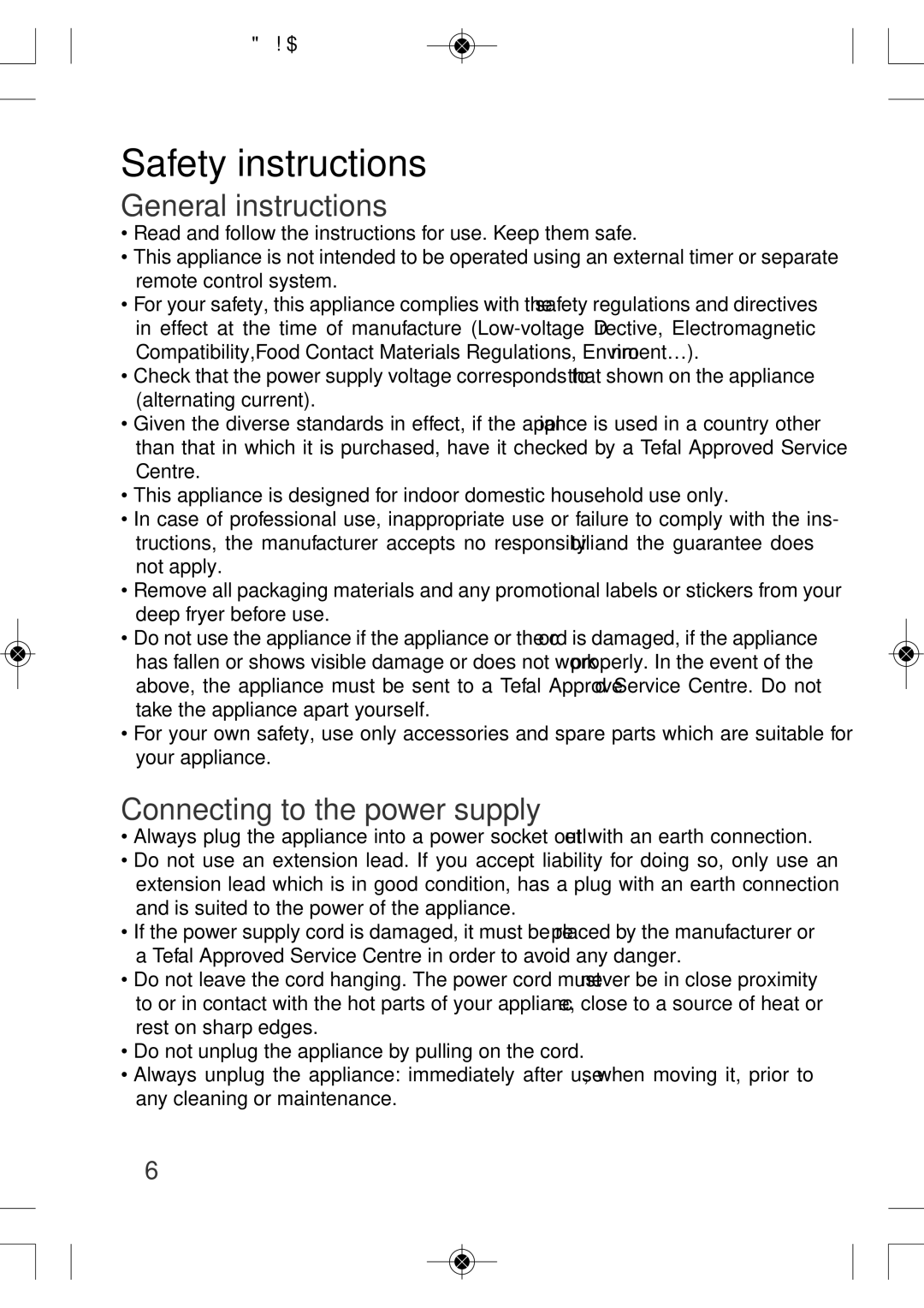 Tefal FF160815 manual Safety instructions, General instructions 