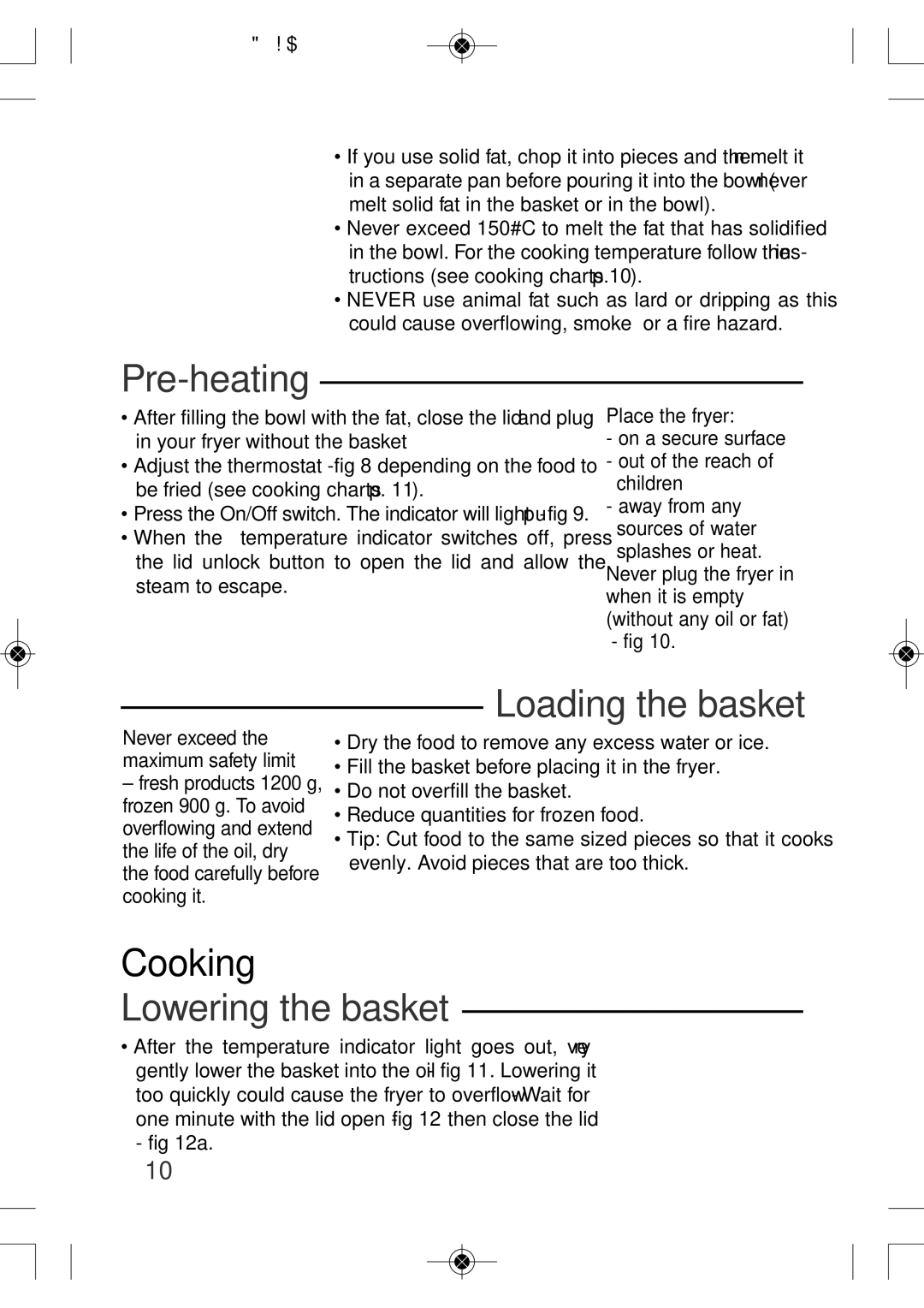 Tefal FF160815 manual Pre-heating, Loading the basket, Cooking, Lowering the basket 