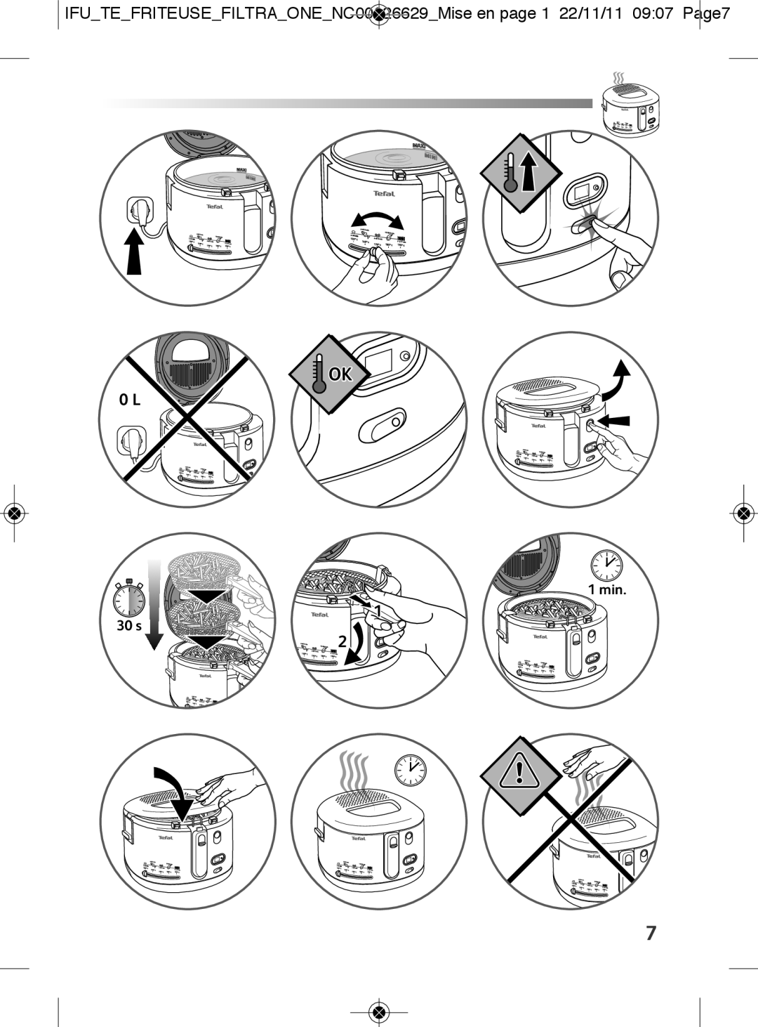 Tefal FF165127, FF165125, FF165151 manual Min 30 s 