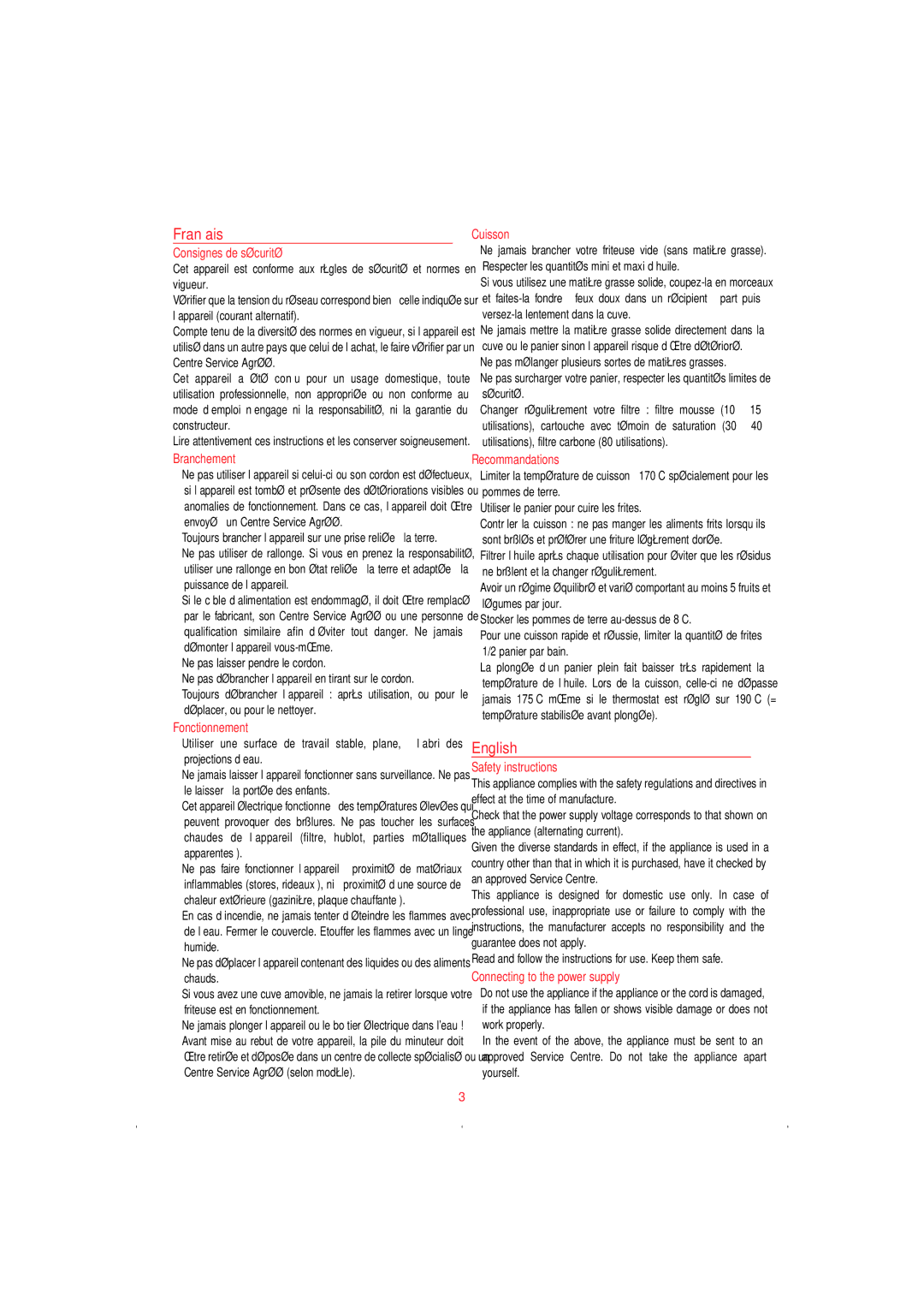 Tefal FF401400, FF401470 manual Français, English 