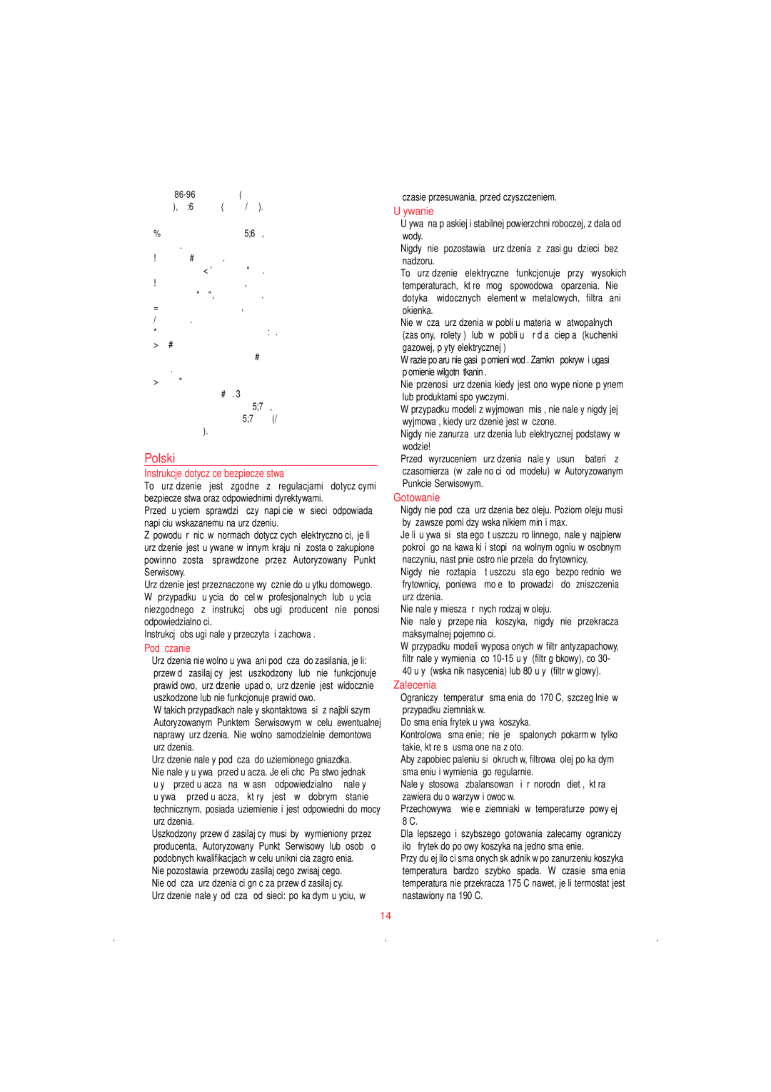 Tefal FF401470, FF401400 manual Polski 