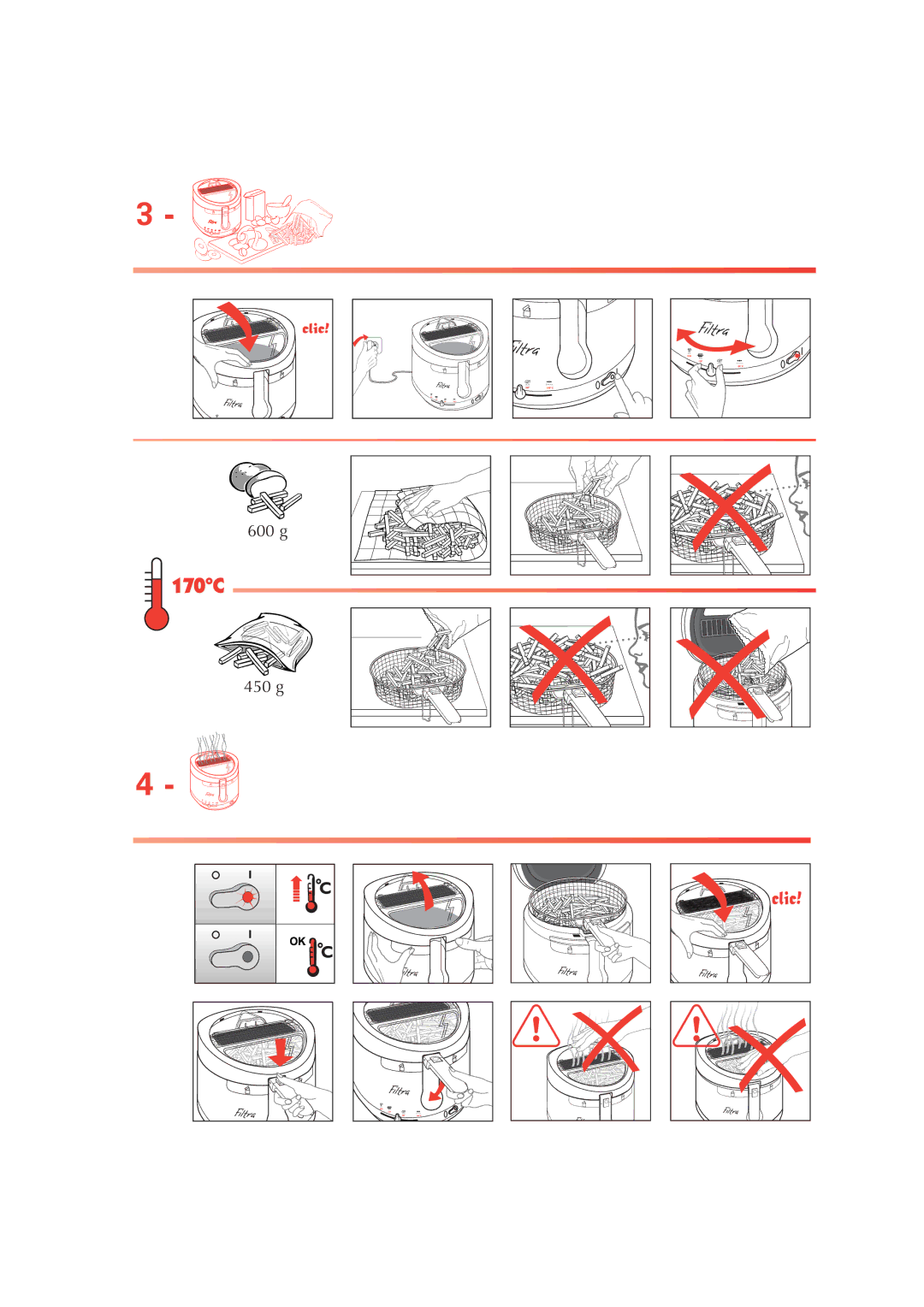 Tefal FF401400, FF401470 manual 600 g 450 g 