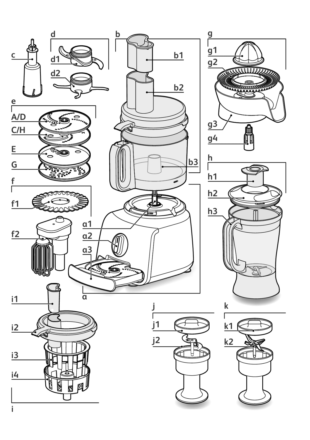 Tefal FP4101A7, FP4111AJ, FP4111B4, FP4121B4, FP652DBM manual D C/H K1 k2 