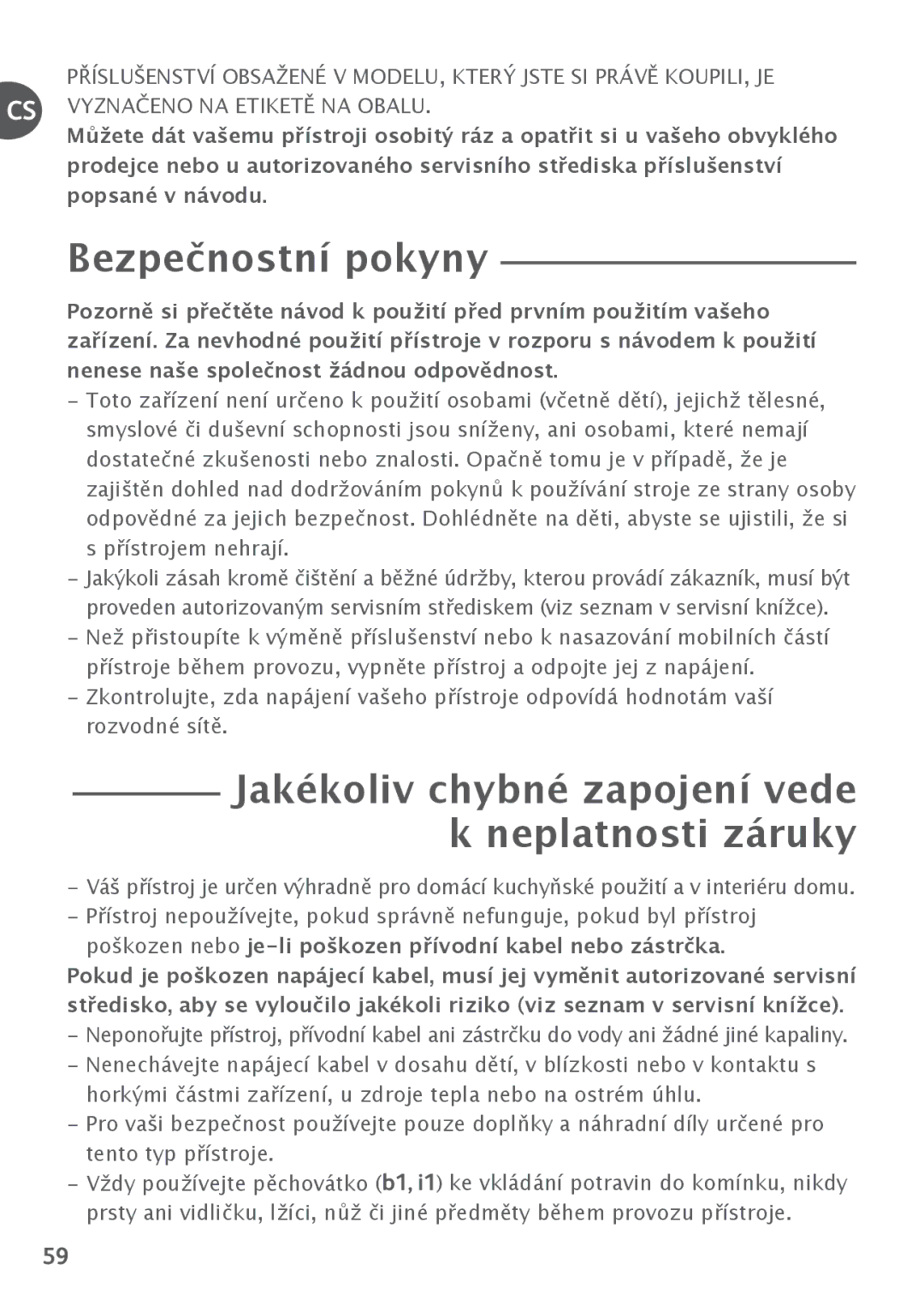 Tefal FP4111AJ, FP4111B4, FP4121B4, FP4101A7 manual Bezpečnostní pokyny, Jakékoliv chybné zapojení vede k neplatnosti záruky 