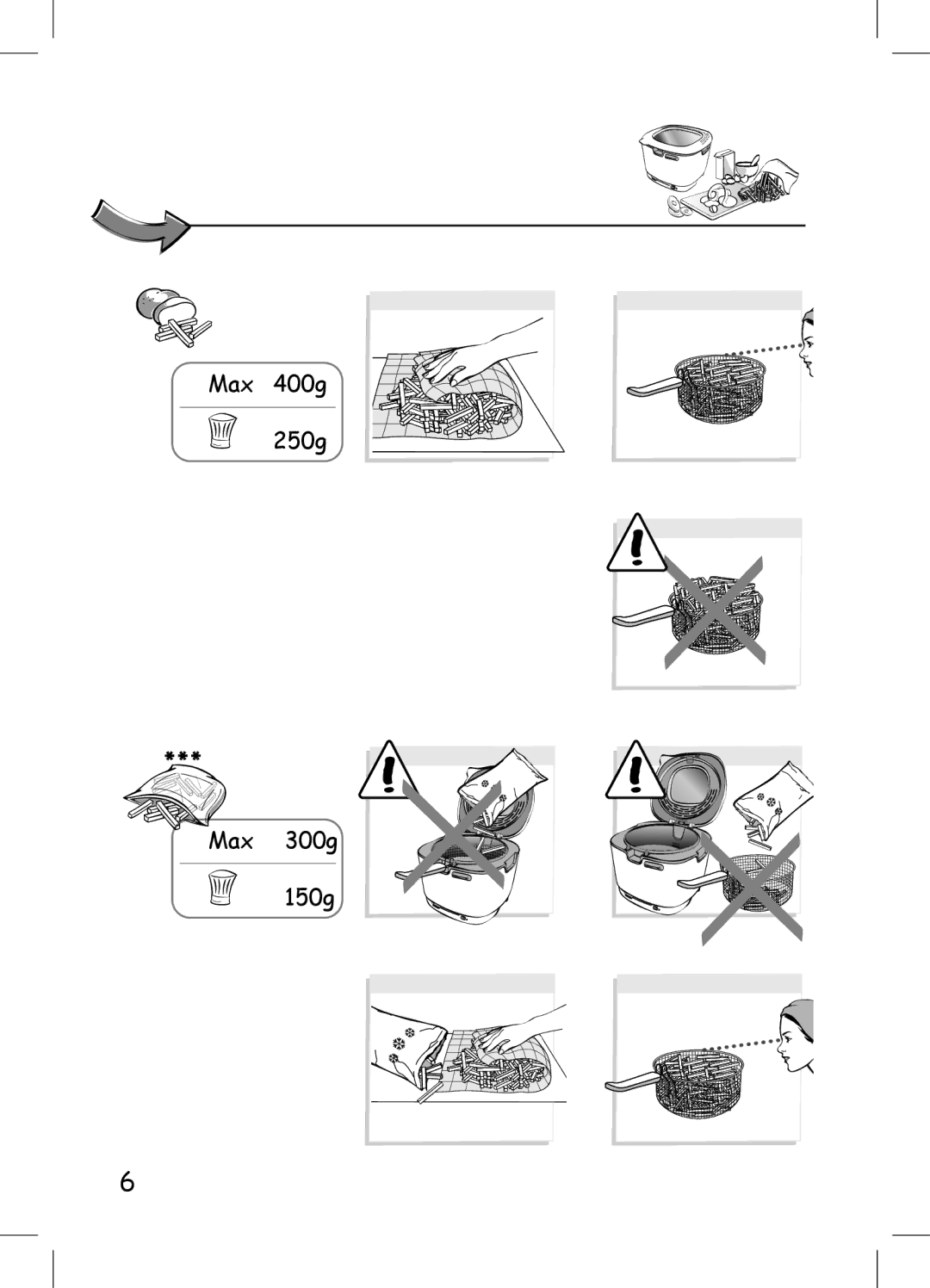 Tefal FR101350, FR101370, FR101371, FR101330 manual Max 400g 250g Max 300g 