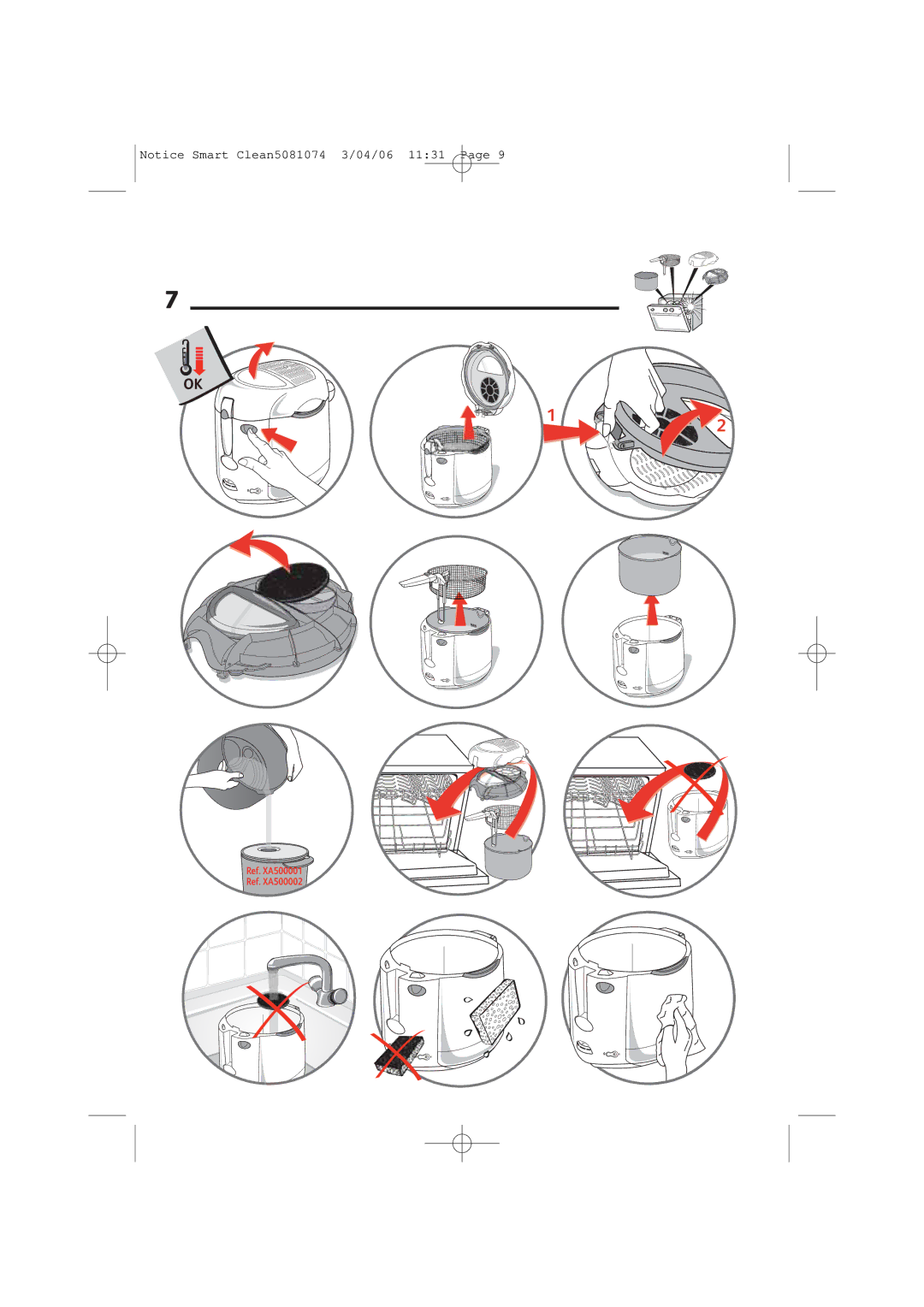 Tefal FR400972, FR400930, FR400916, FR400915 manual Ref. XA500001 Ref. XA500002 
