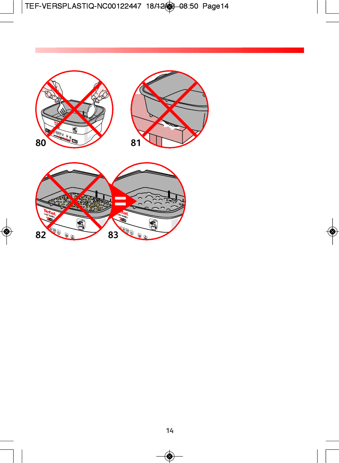 Tefal FR401330, FR401331 manual TEF-VERSPLASTIQ-NC00122447 18/12/13 0850 Page14 