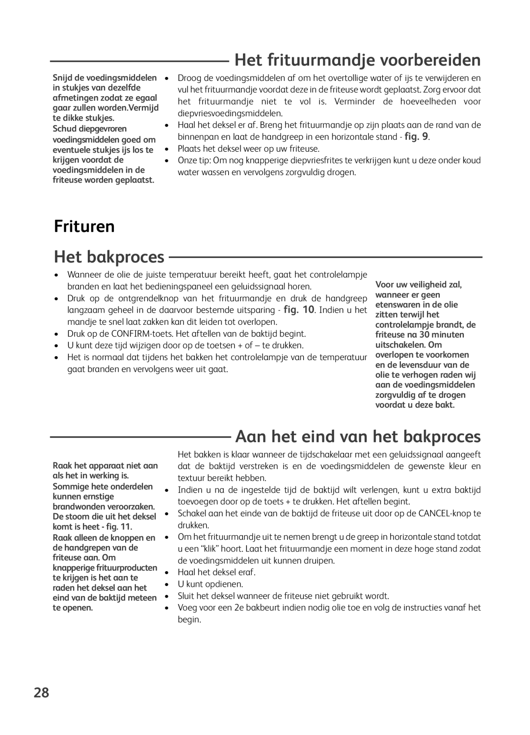 Tefal FR401616, FR401650, FR401652 Het frituurmandje voorbereiden, Frituren, Het bakproces, Aan het eind van het bakproces 