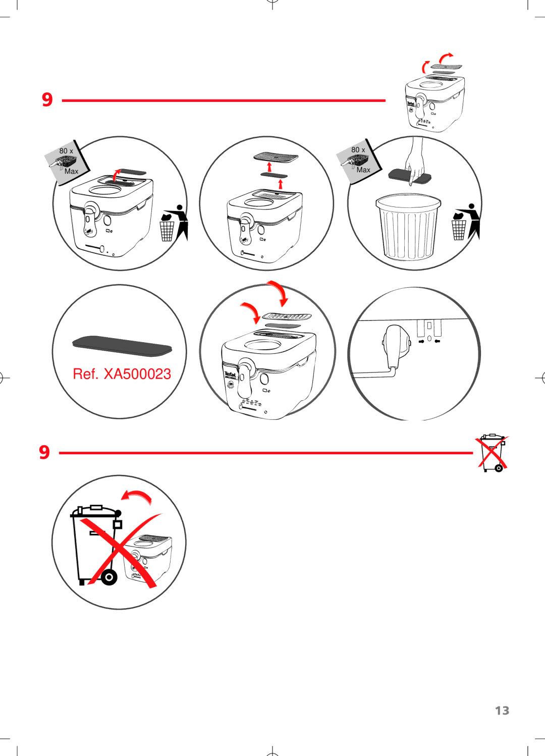 Tefal FR402170, FR402130, FR402171, FR402172, FR402131, FR402132 manual Ref. XA500023 