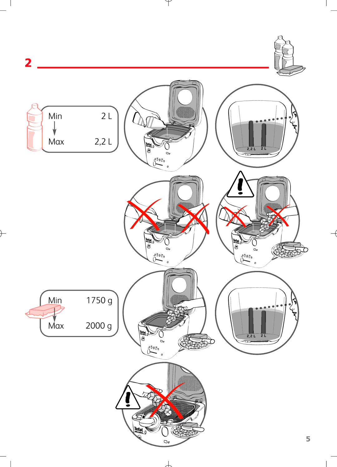 Tefal FR402132, FR402130, FR402170, FR402171, FR402172, FR402131 manual Min Max 