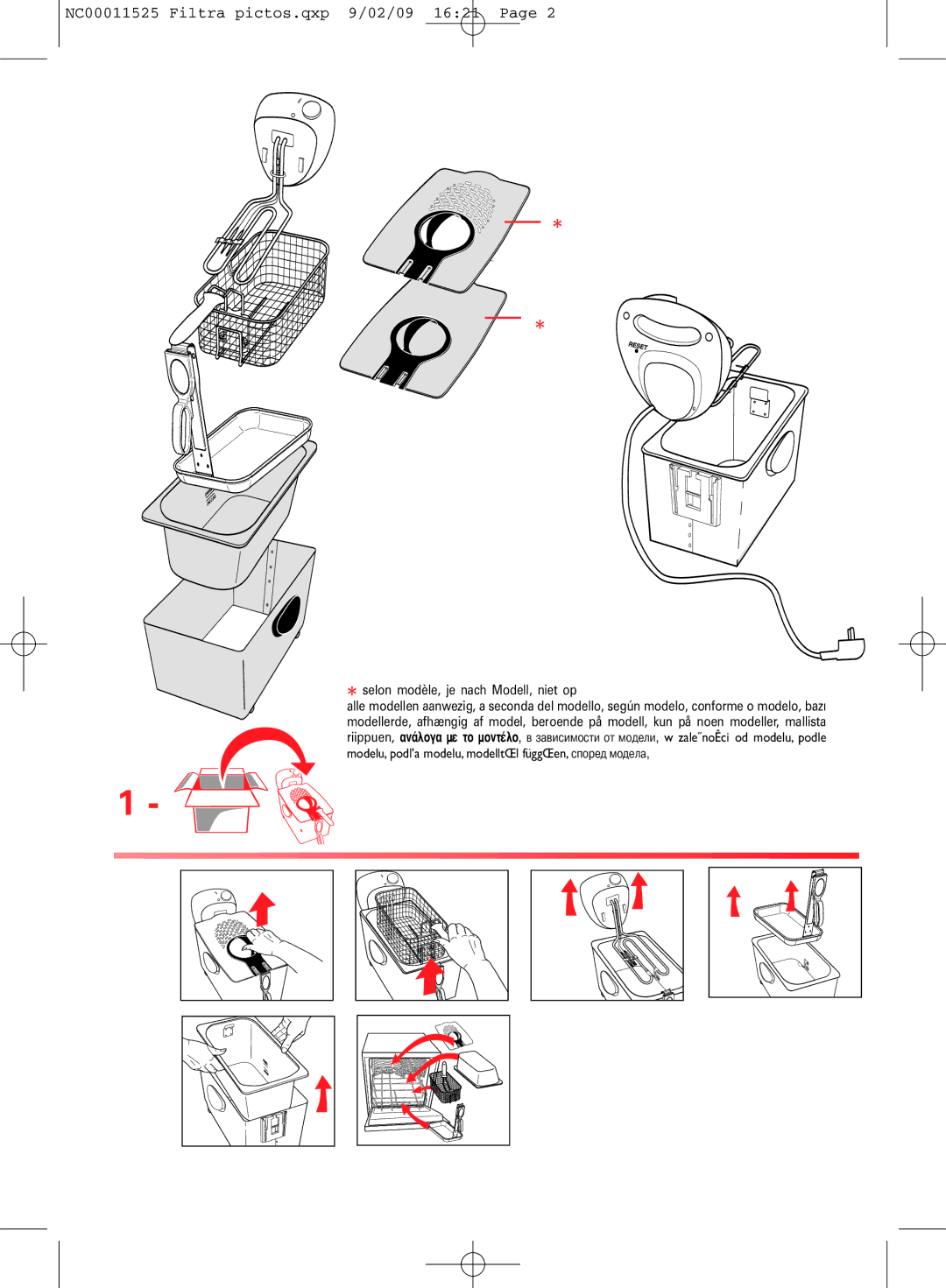 Tefal FR404430, FR404400 manual NC00011525 Filtra pictos.qxp 9/02/09 1621 