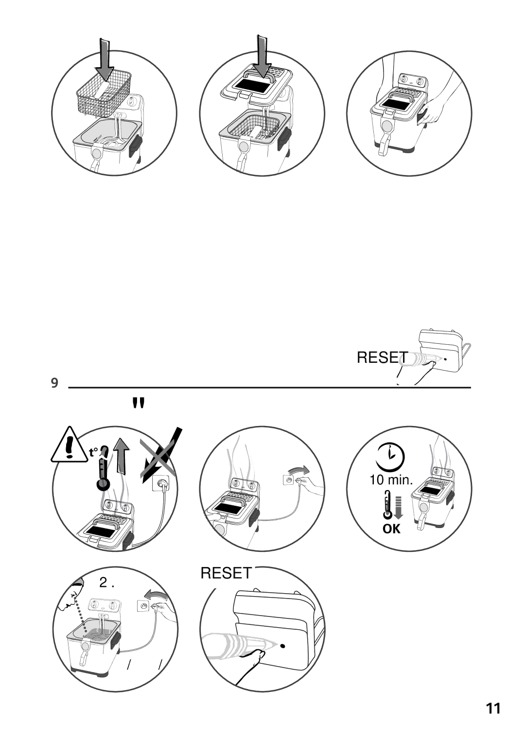 Tefal FR404615, FR404630, FR404650, FR4046CH, FR404653, FR404652 manual Reset 