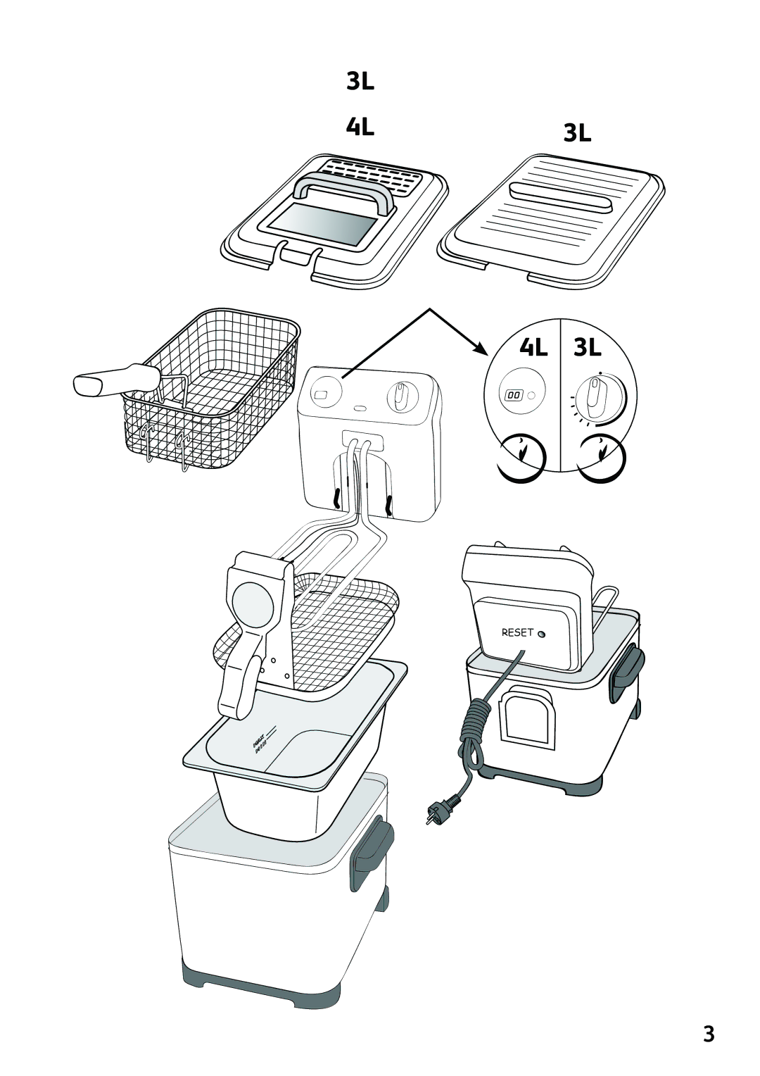 Tefal FR405130 manual 4L 3L 