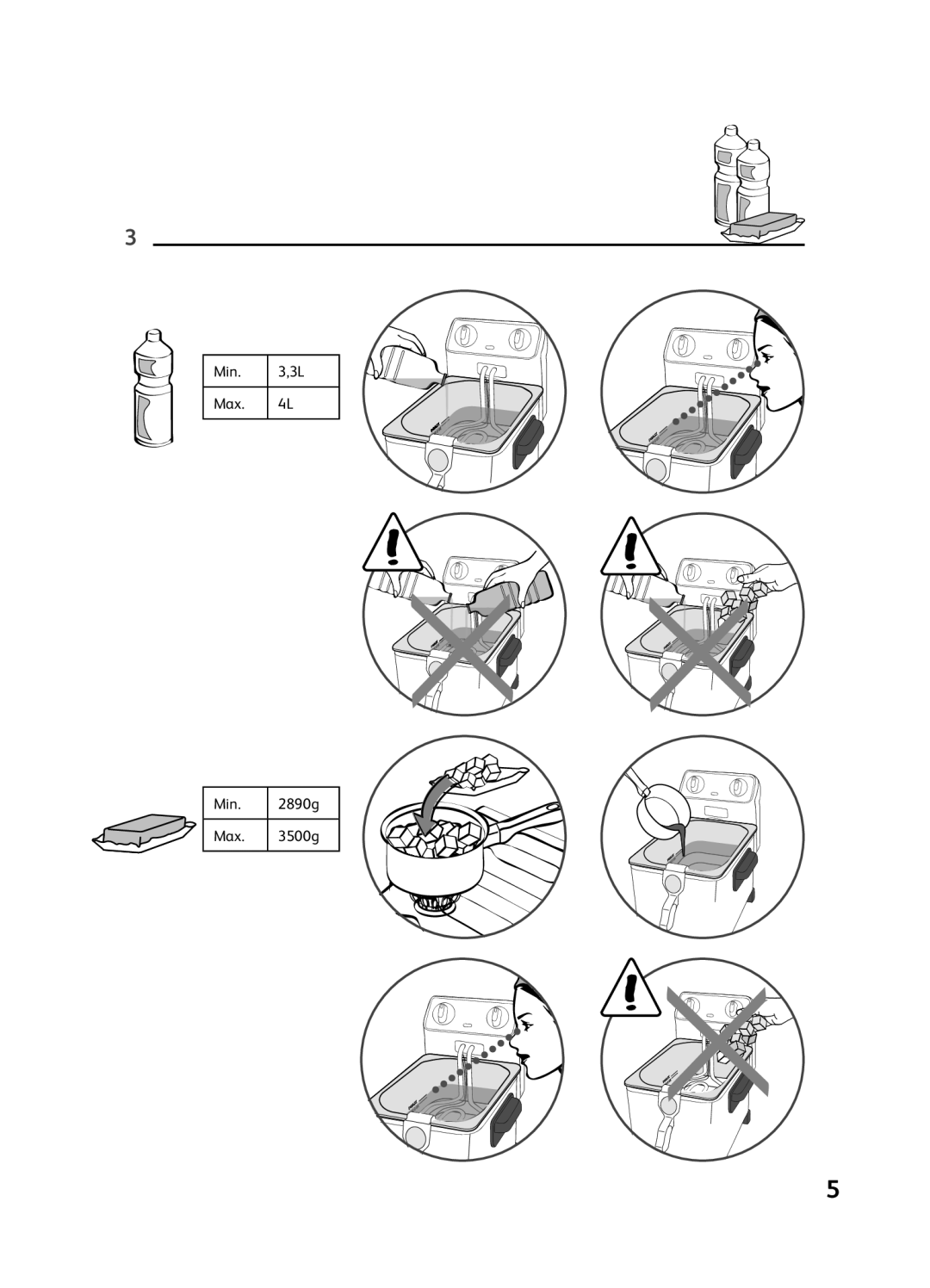 Tefal FR406830, FR406860 manual Min ,3L Max L Min g Max g 