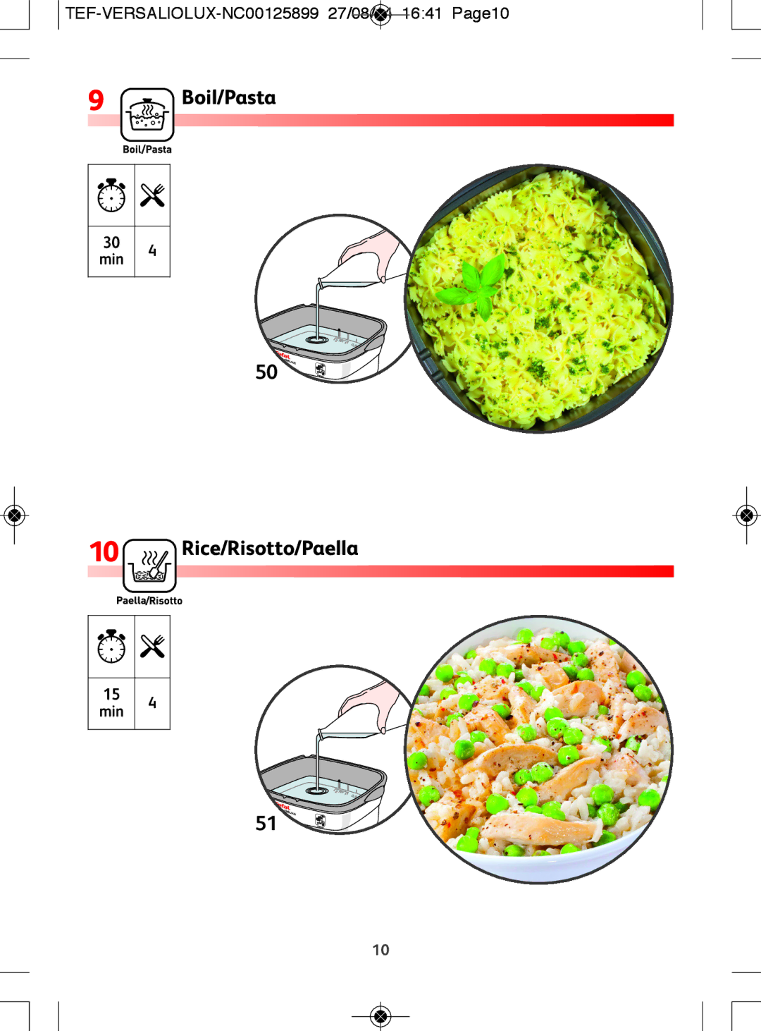 Tefal FR495028, FR495027, FR4950CH, FR495070 manual Boil/Pasta 