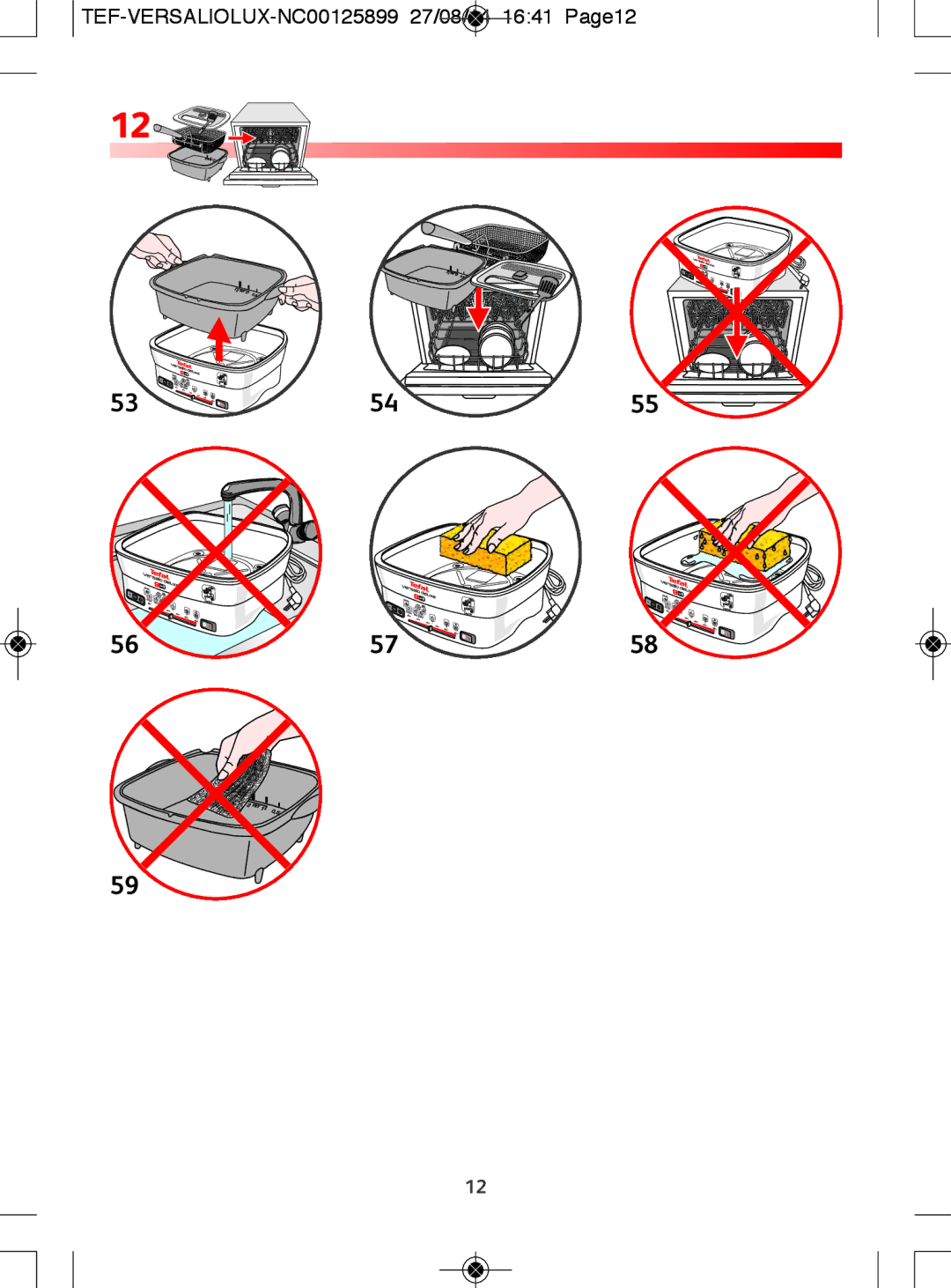 Tefal FR495027, FR4950CH, FR495028, FR495070 manual TEF-VERSALIOLUX-NC00125899 27/08/14 1641 Page12 