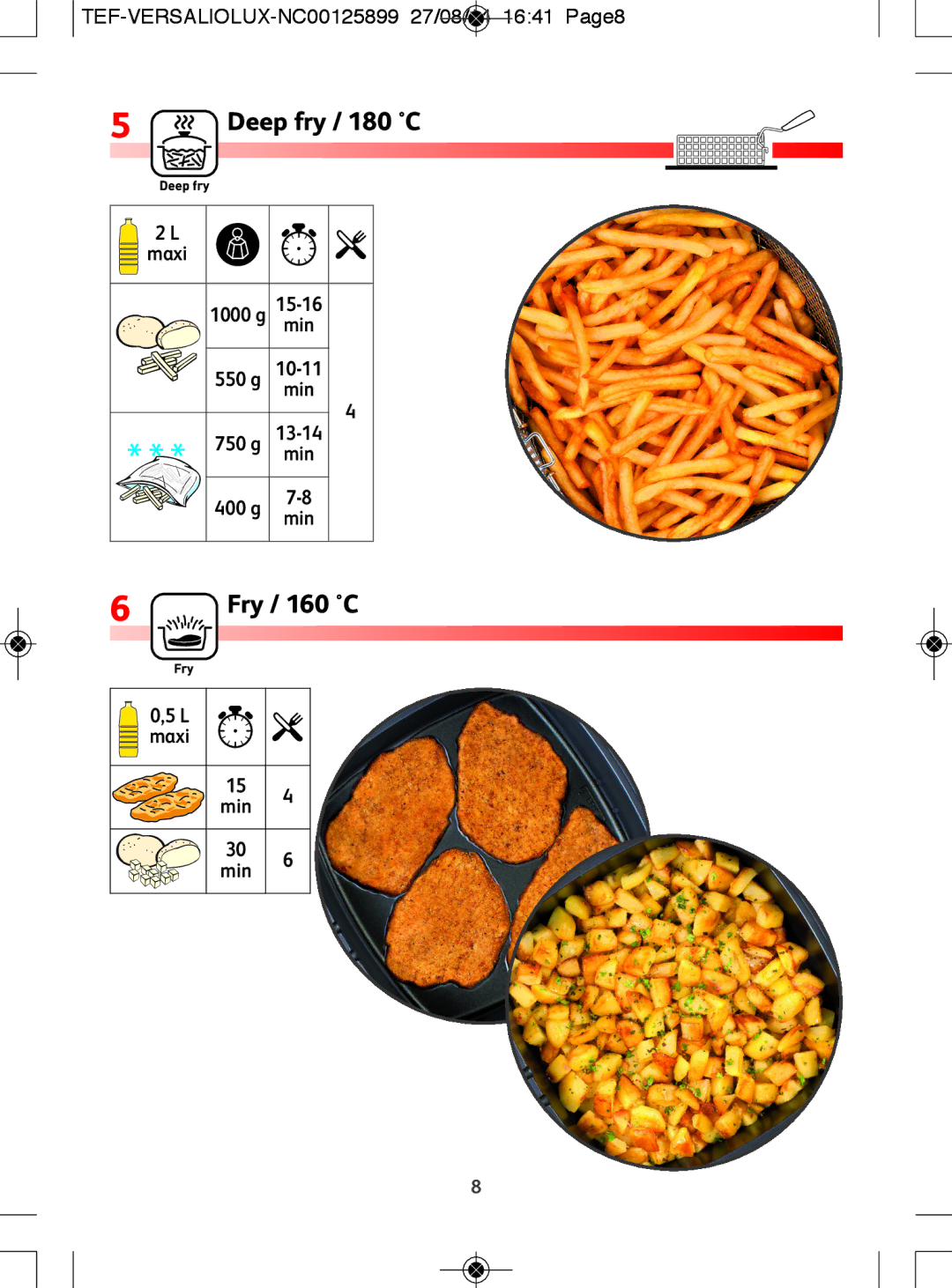 Tefal FR495027, FR4950CH, FR495028, FR495070 manual Deep fry / 180 C 