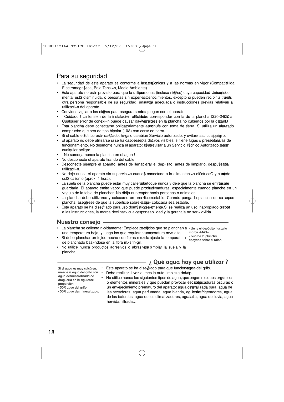 Tefal FV1115E0 manual Para su seguridad, Nuestro consejo, ¿ Qué agua hay que utilizar ? 