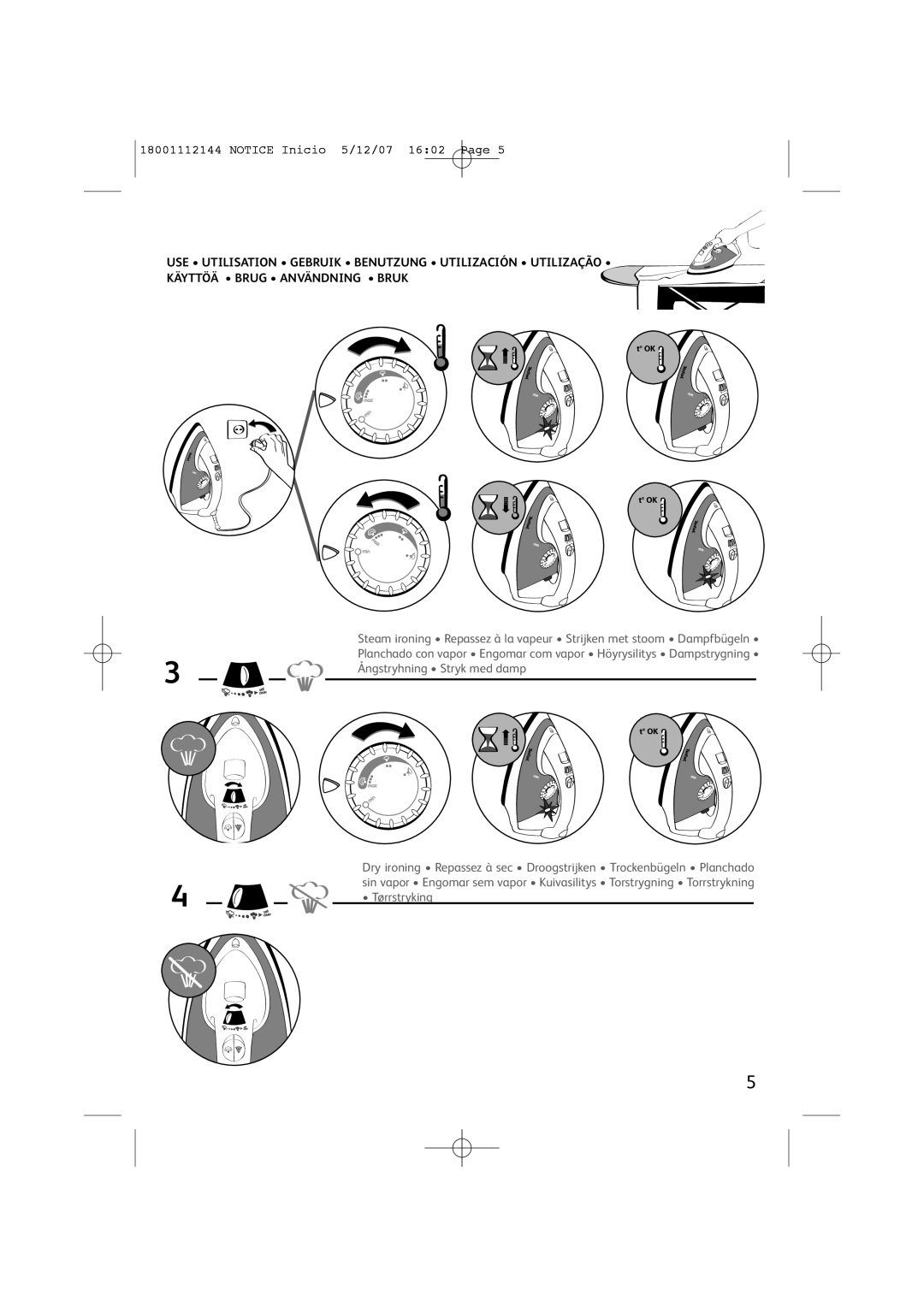 Tefal FV1115E0 manual Tørrstryking 