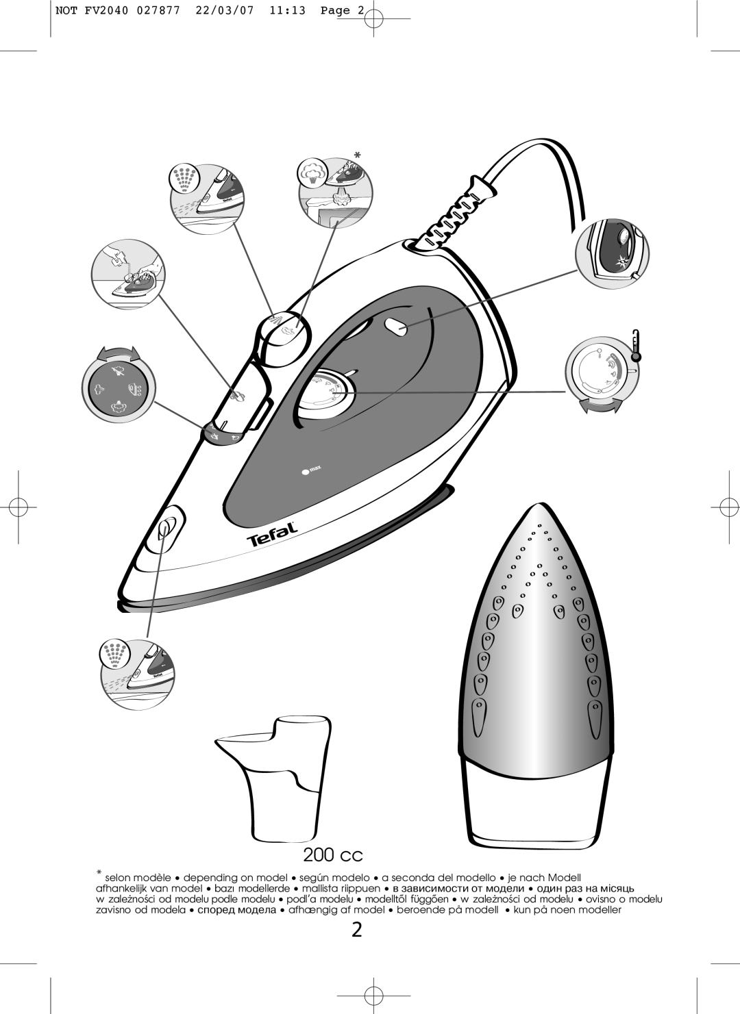 Tefal FV2040E0 manual 200 cc 