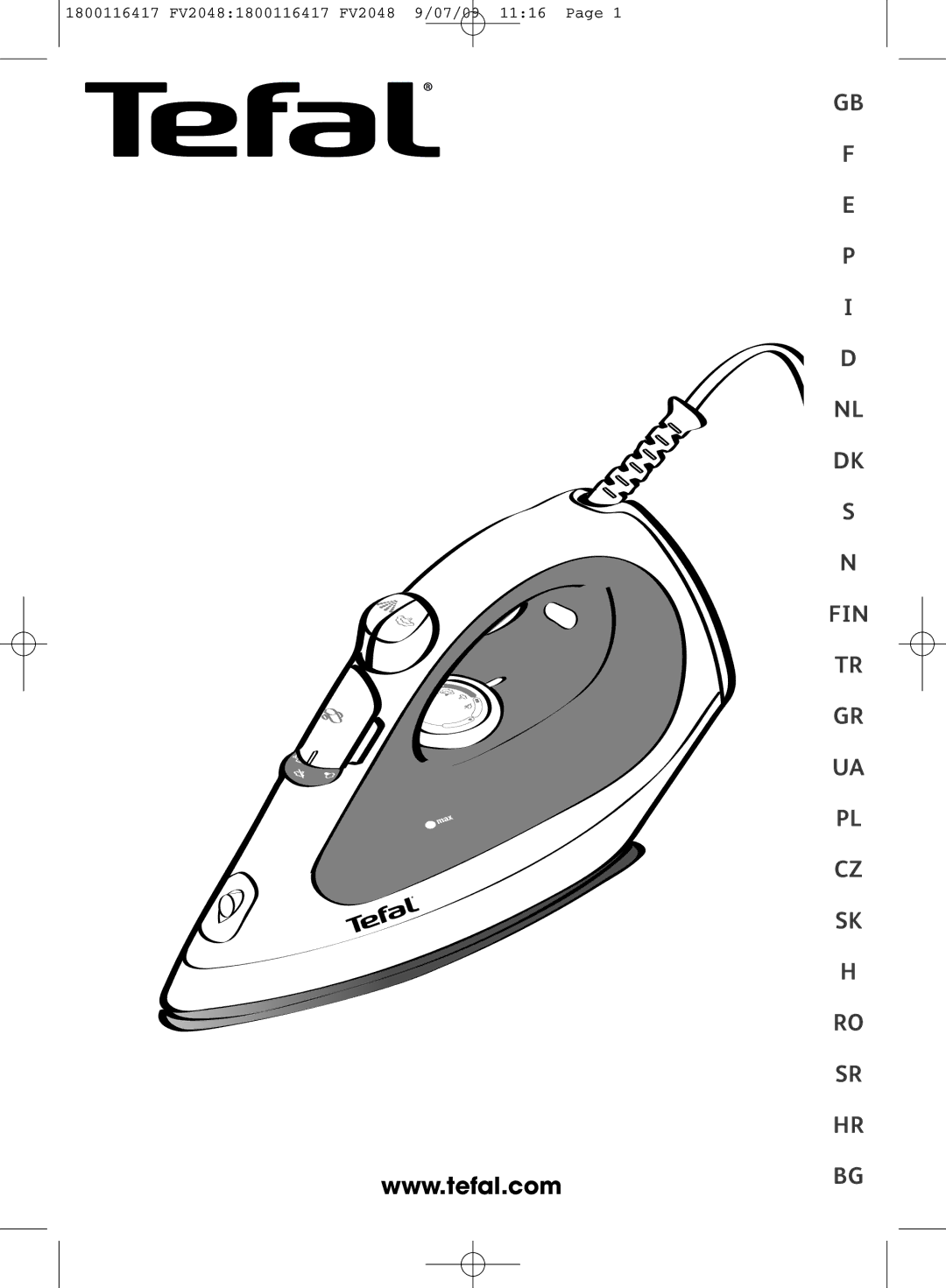 Tefal FV2048G0, FV2048E0 manual Fin Gr Ua Pl Cz Sk H Ro Sr Hr Bg 