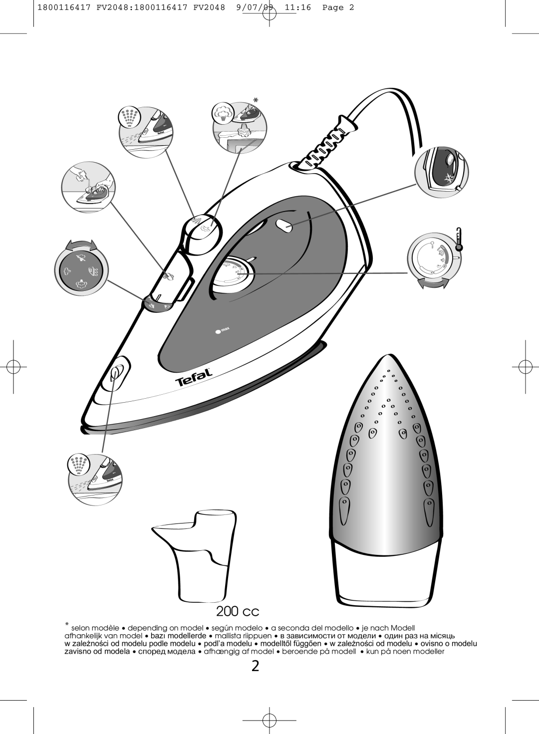 Tefal FV2048E0, FV2048G0 manual 200 cc 