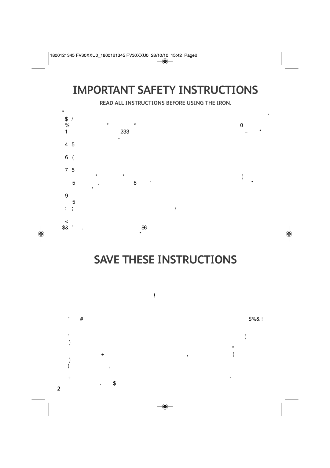 Tefal FV3031G0 manual Important Safety Instructions, For your safety 