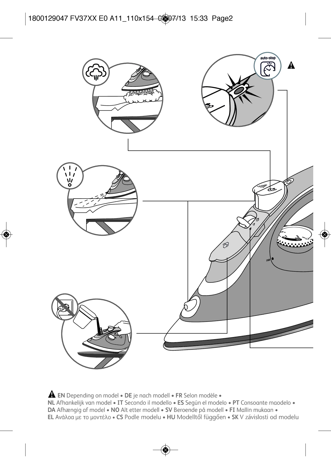 Tefal FV3140E1, FV3140C0, FV3140E0, FV3140K0, FV3140L0, FV3140N0, FV3140M0 1800129047 FV37XX E0 A11110X154 08/07/13 1533 PAGE2 