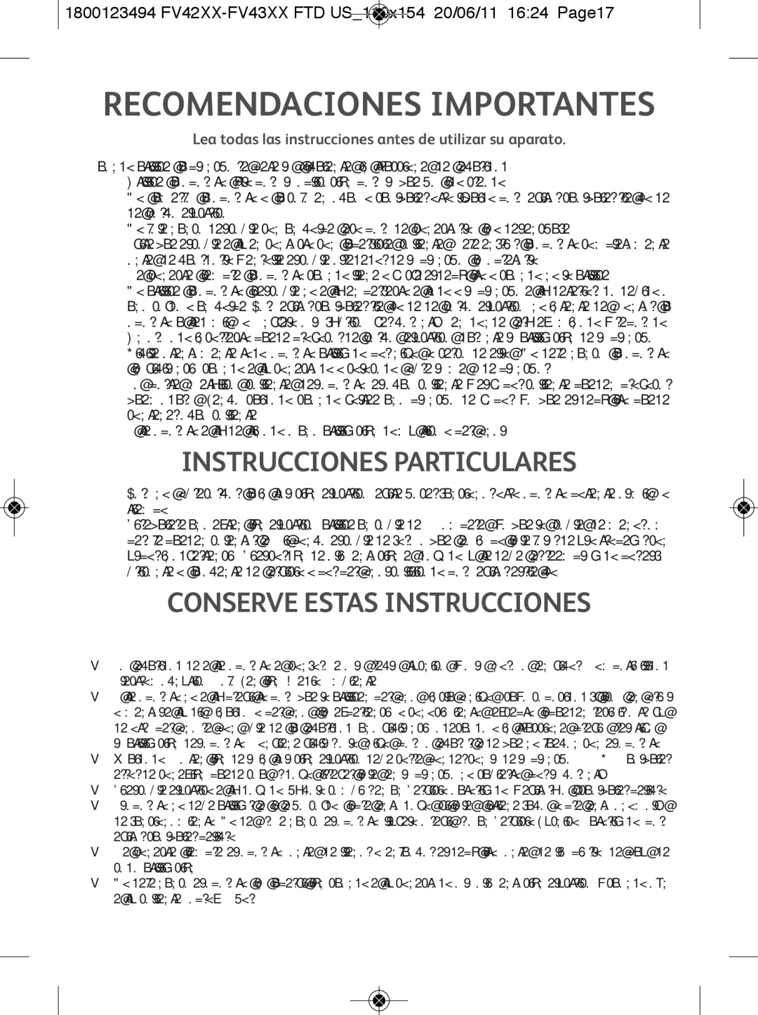 Tefal FV4250C5, FV4250E0, FV4250E7, FV4250Y0, FV4250G0, FV4250M0, FV4250Z0 manual Recomendaciones Importantes, Para su seguridad 