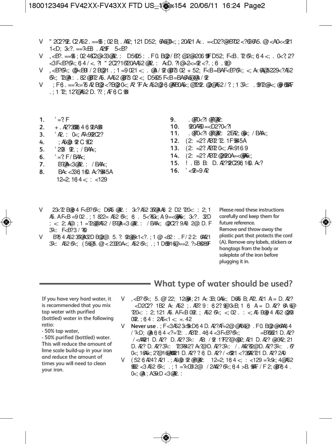 Tefal FV4250M1, FV4250E0, FV4250E7, FV4250Y0, FV4250G0 manual Description, Before first use, What type of water should be used? 