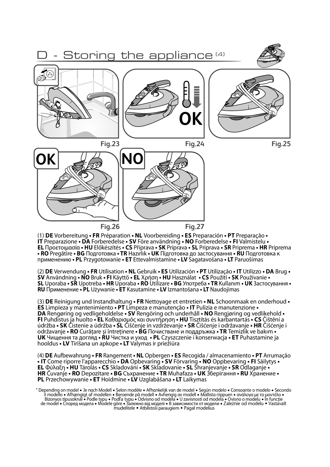 Tefal FV9910C0, FV9910E0 manual Storing the appliance 