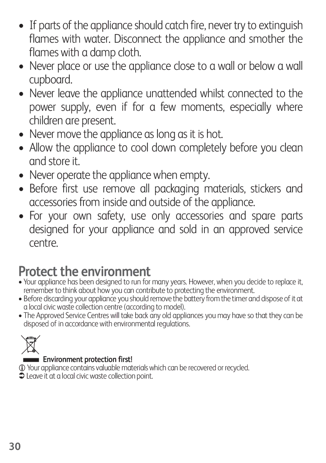 Tefal FZ200016, FZ200040, FZ200067, FZ200015, FZ200020 manual Protect the environment 