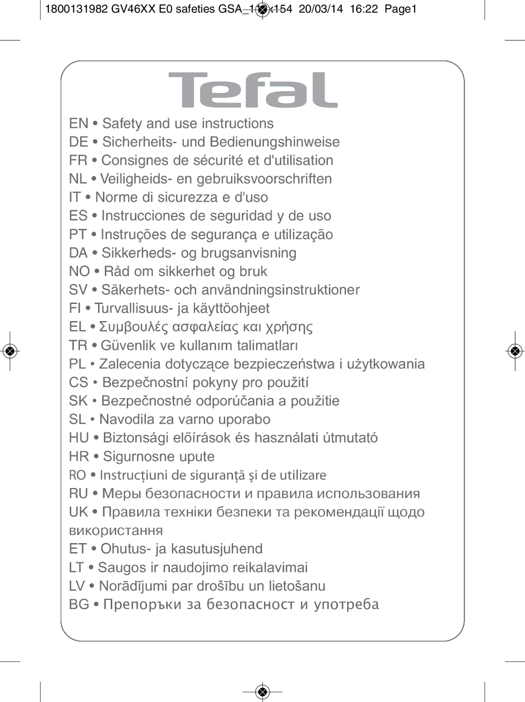 Tefal GV4630E0 manual ET Ohutus- ja kasutusjuhend 