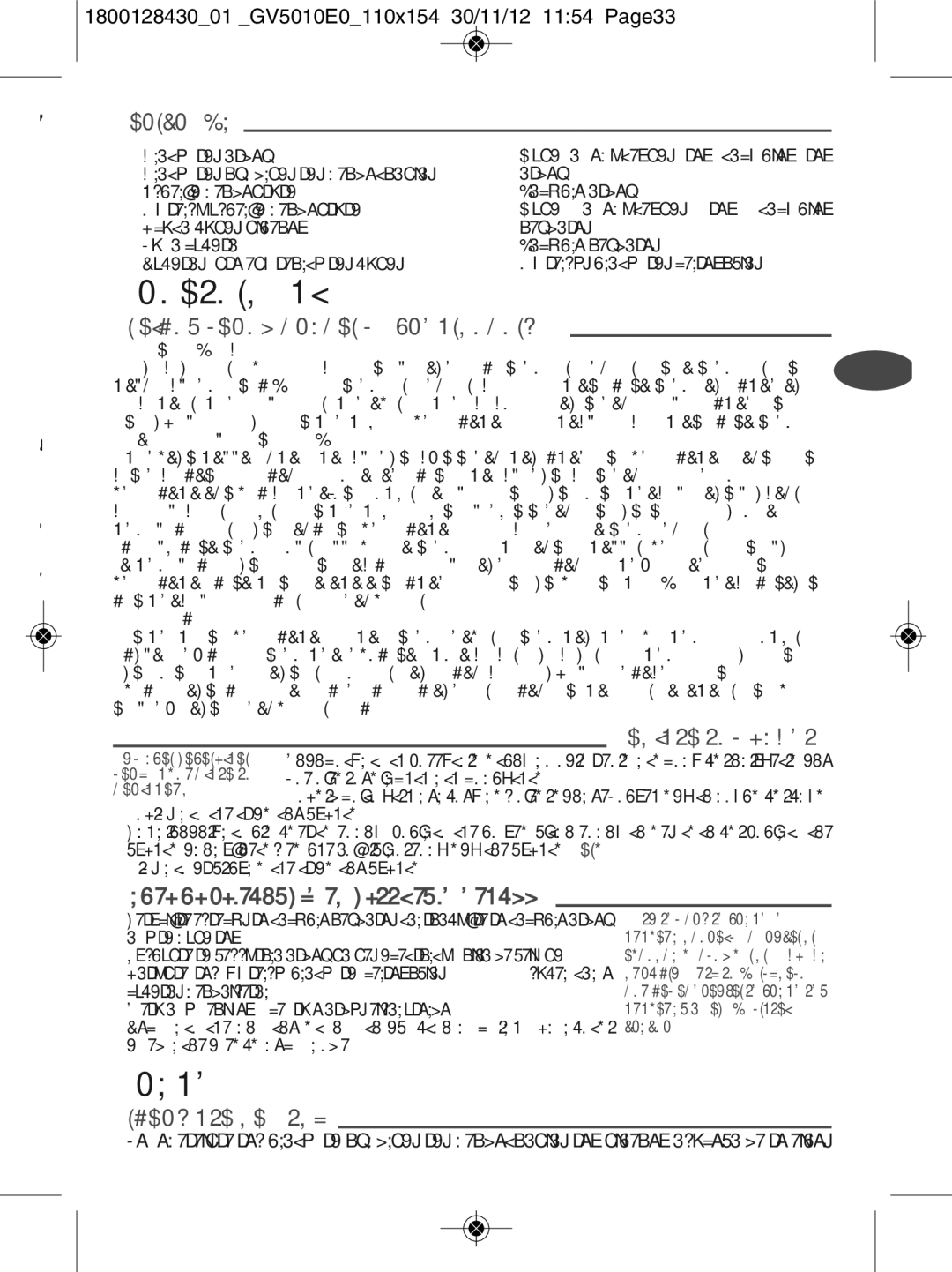 Tefal manual Περιγραφ, 180012843001 GV5010E0110x154 30/11/12 1154 Page33 