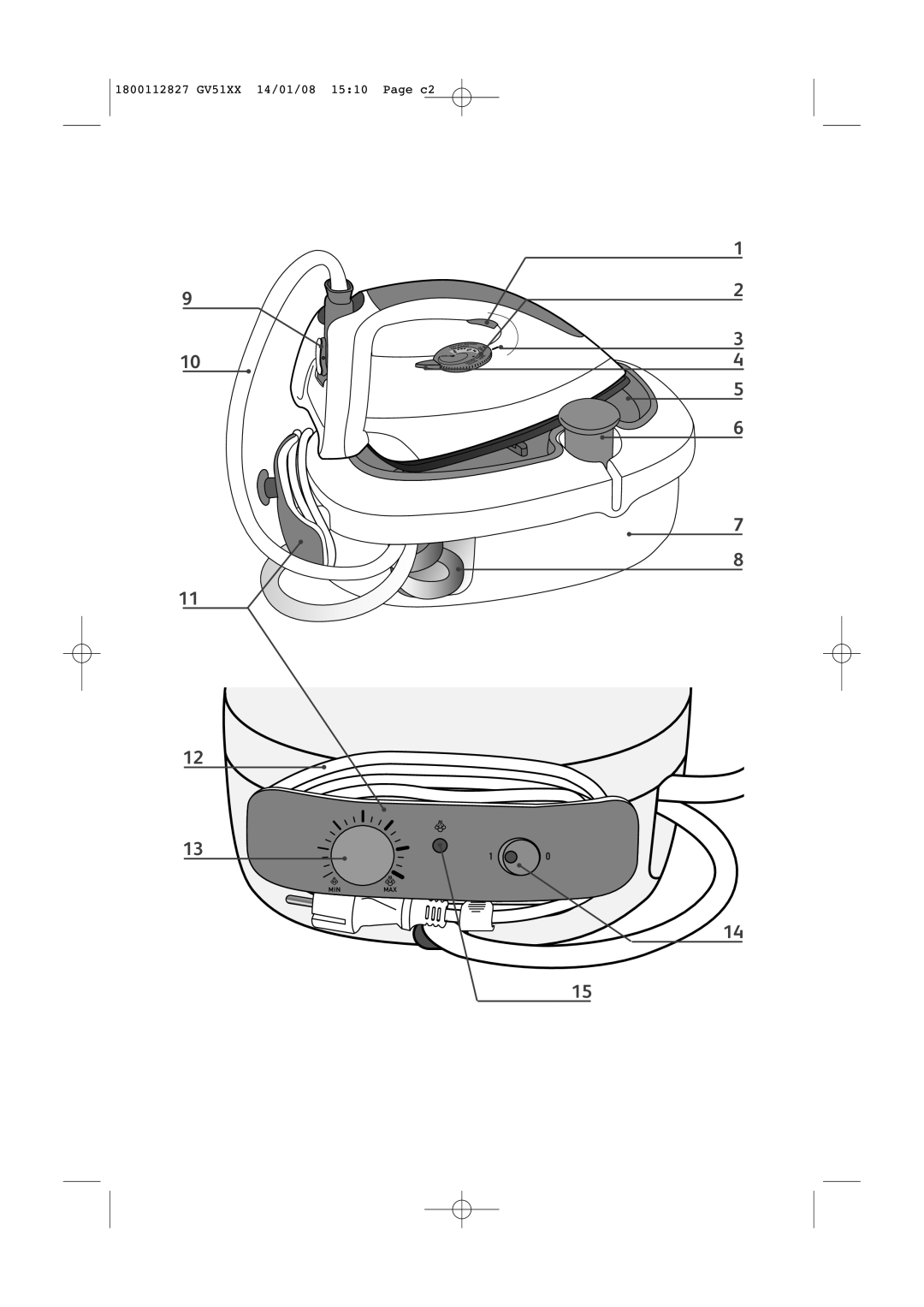 Tefal GV5120S0, GV5120C0, GV5120C5, GV5120X0, GV5120E0 manual 1800112827 GV51XX 14/01/08 1510 Page c2 