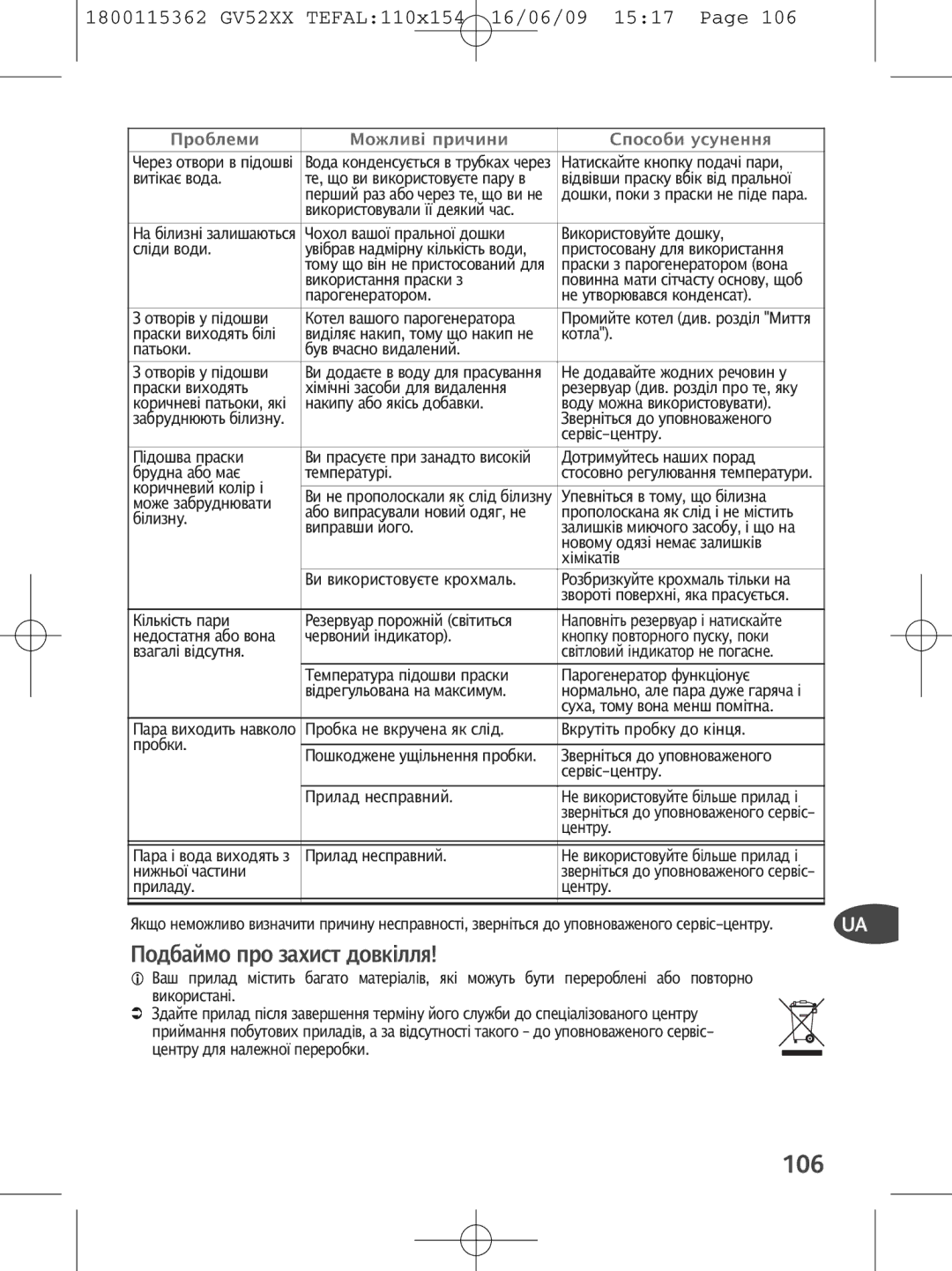 Tefal GV5230G0, GV5230E0, GV5230C0 manual 106 