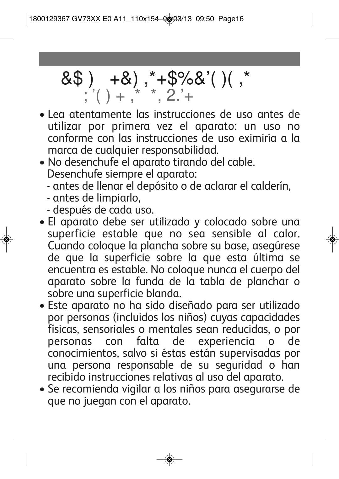 Tefal GV7315E0 manual Recomendaciones importantes, Advertencias de seguridad 