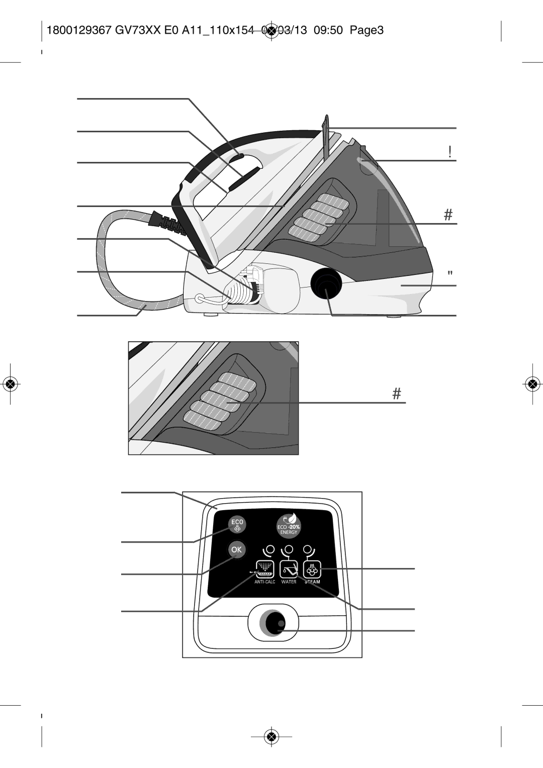 Tefal GV7315E0 manual 12e 12a 12b 12d 12c 12f, 1800129367 GV73XX E0 A11110X154 01/03/13 0950 PAGE3 